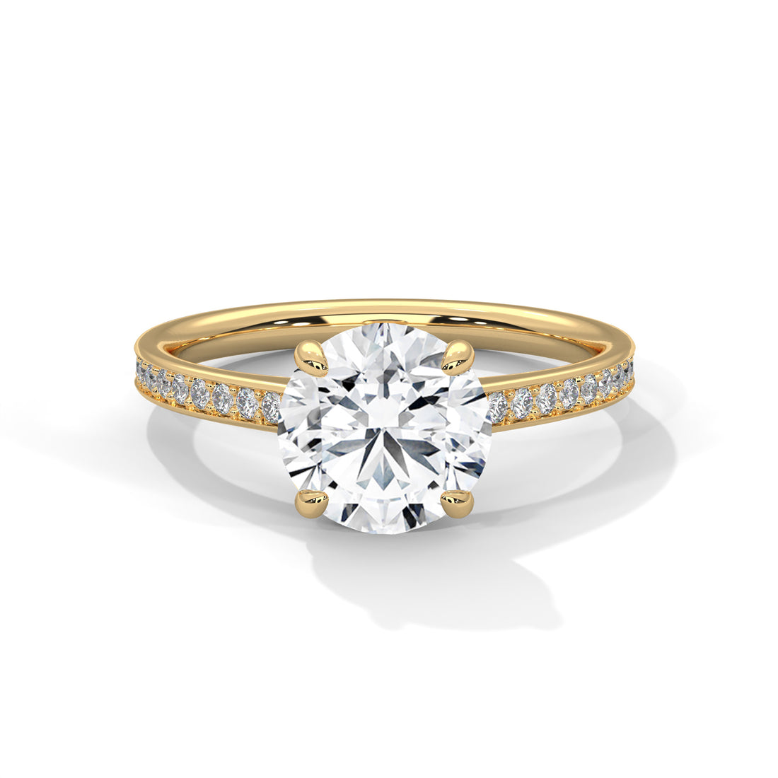 Rose Gold Round Cut Solitaire Four-Prong Pavé Engagement & Anniversary Ring