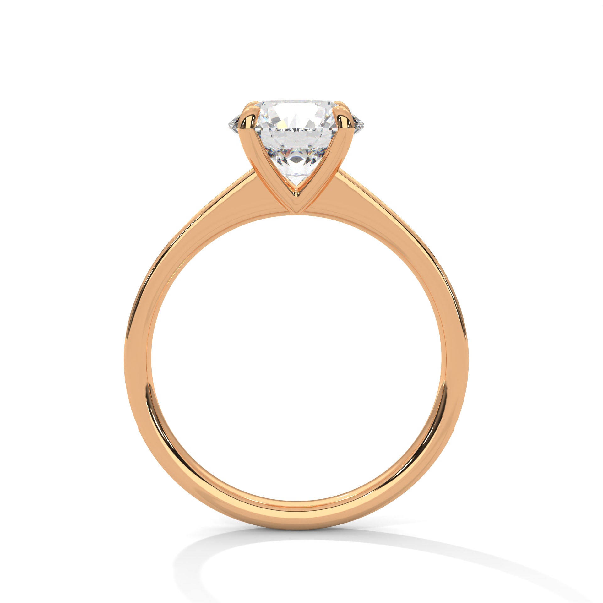 Rose Gold Round Cut Solitaire Four-Prong Pavé Engagement & Anniversary Ring
