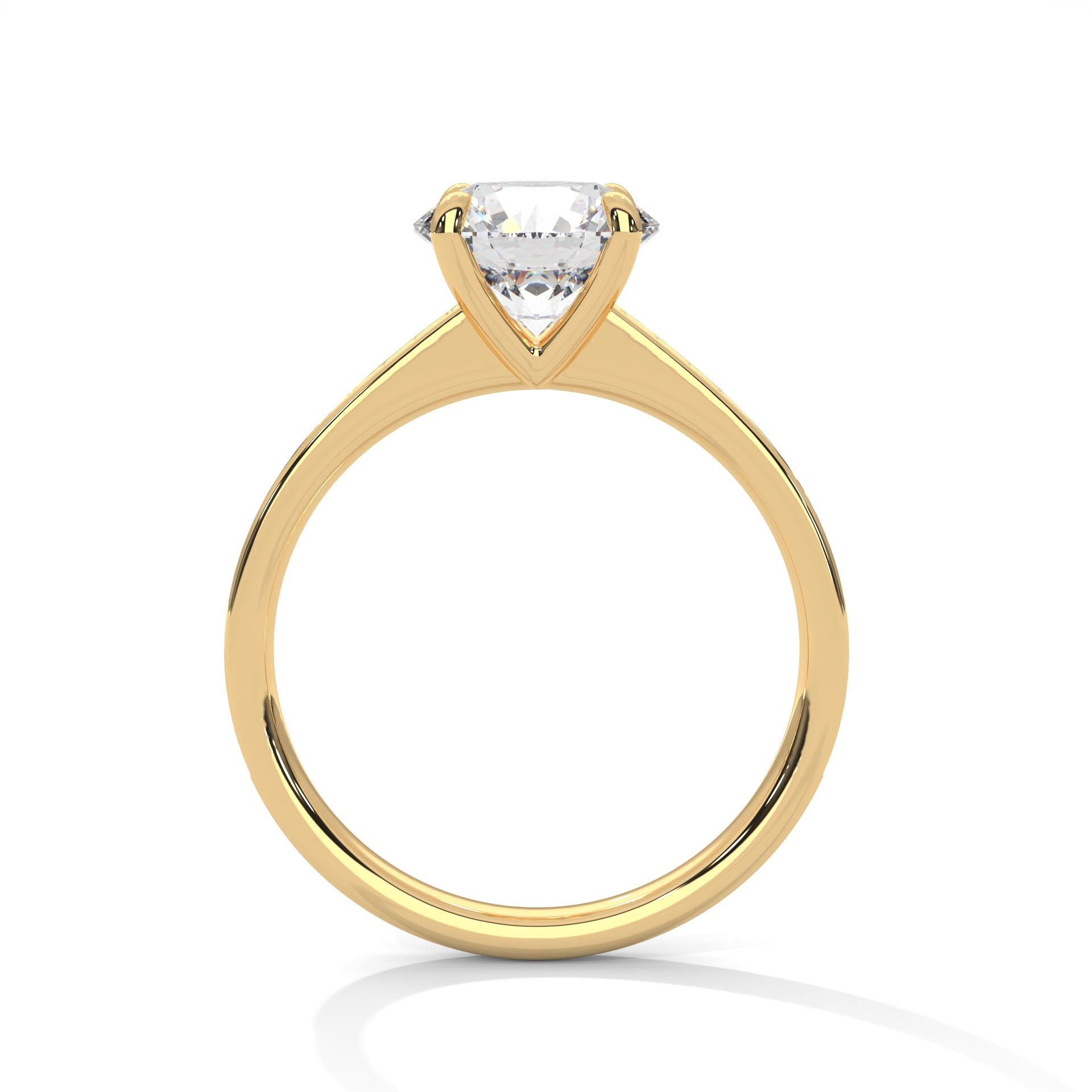 Rose Gold Round Cut Solitaire Four-Prong Pavé Engagement & Anniversary Ring