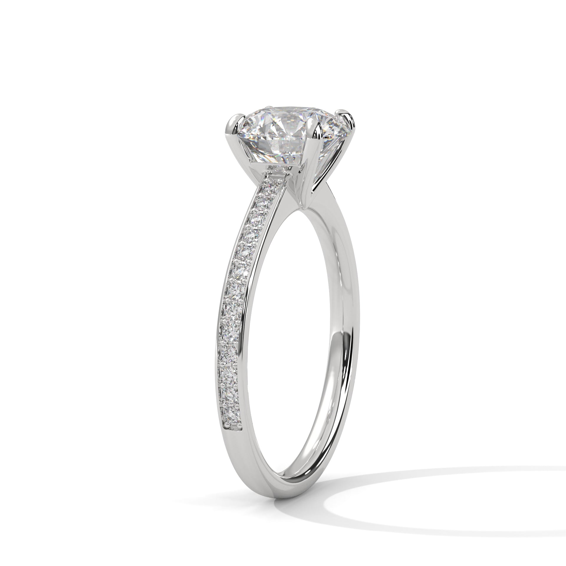 Rose Gold Round Cut Solitaire Four-Prong Pavé Engagement & Anniversary Ring