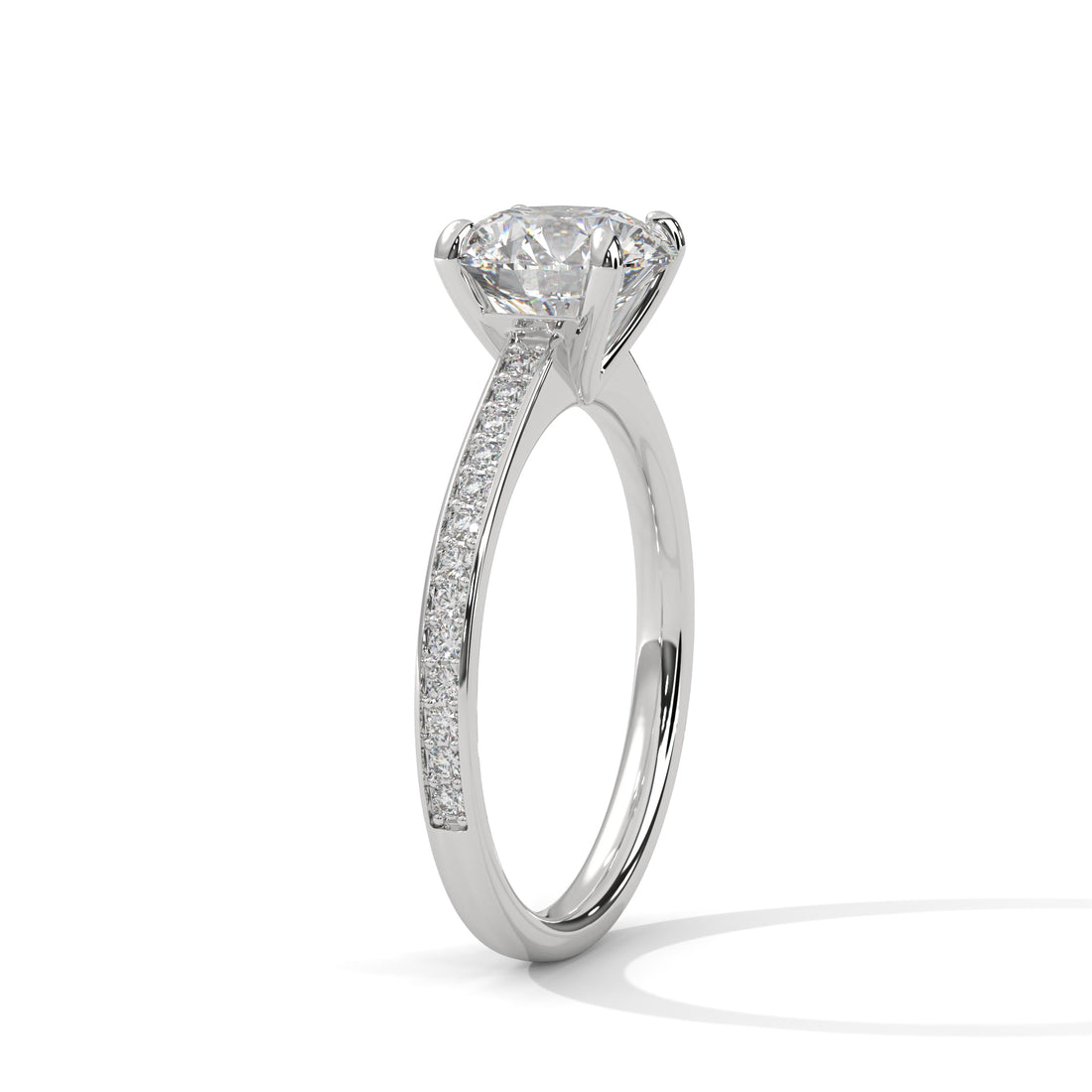 Rose Gold Round Cut Solitaire Four-Prong Pavé Engagement & Anniversary Ring