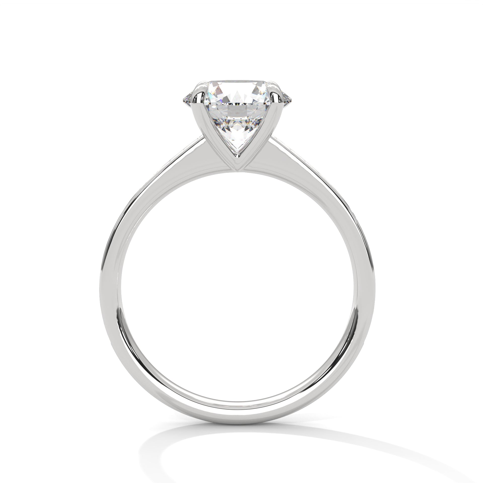 Rose Gold Round Cut Solitaire Four-Prong Pavé Engagement & Anniversary Ring