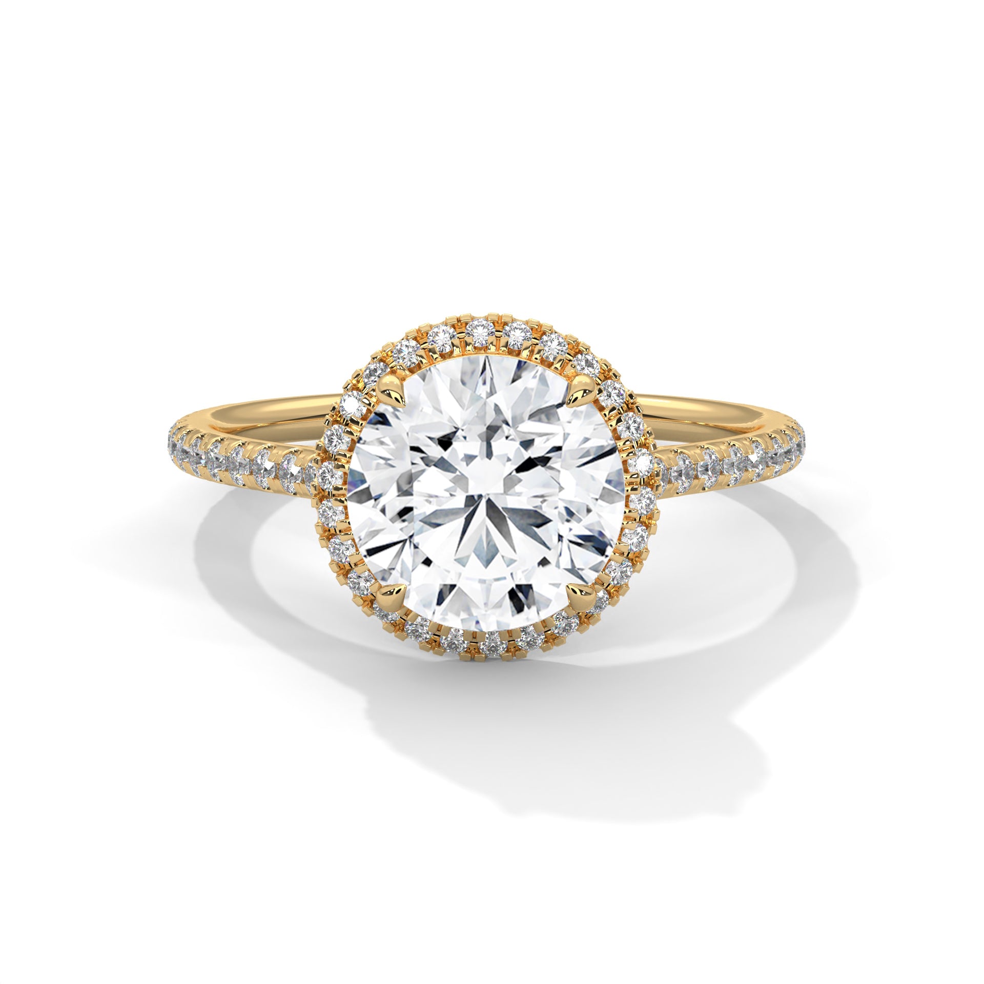 Rose Gold Round Cut Solitaire Halo Pavé Engagement & Anniversary Ring