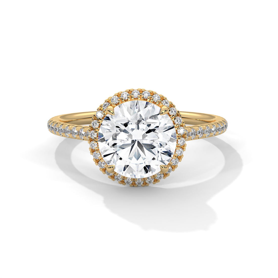 Rose Gold Round Cut Solitaire Halo Pavé Engagement & Anniversary Ring