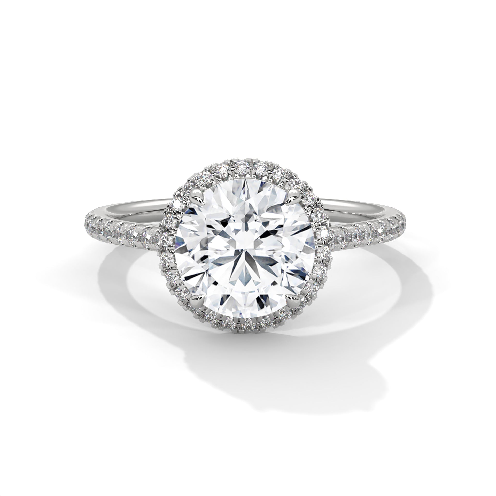 Rose Gold Round Cut Solitaire Halo Pavé Engagement & Anniversary Ring