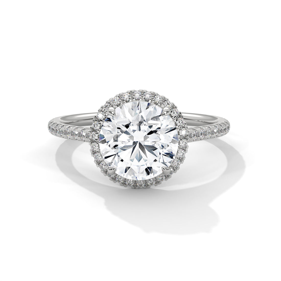 Rose Gold Round Cut Solitaire Halo Pavé Engagement & Anniversary Ring