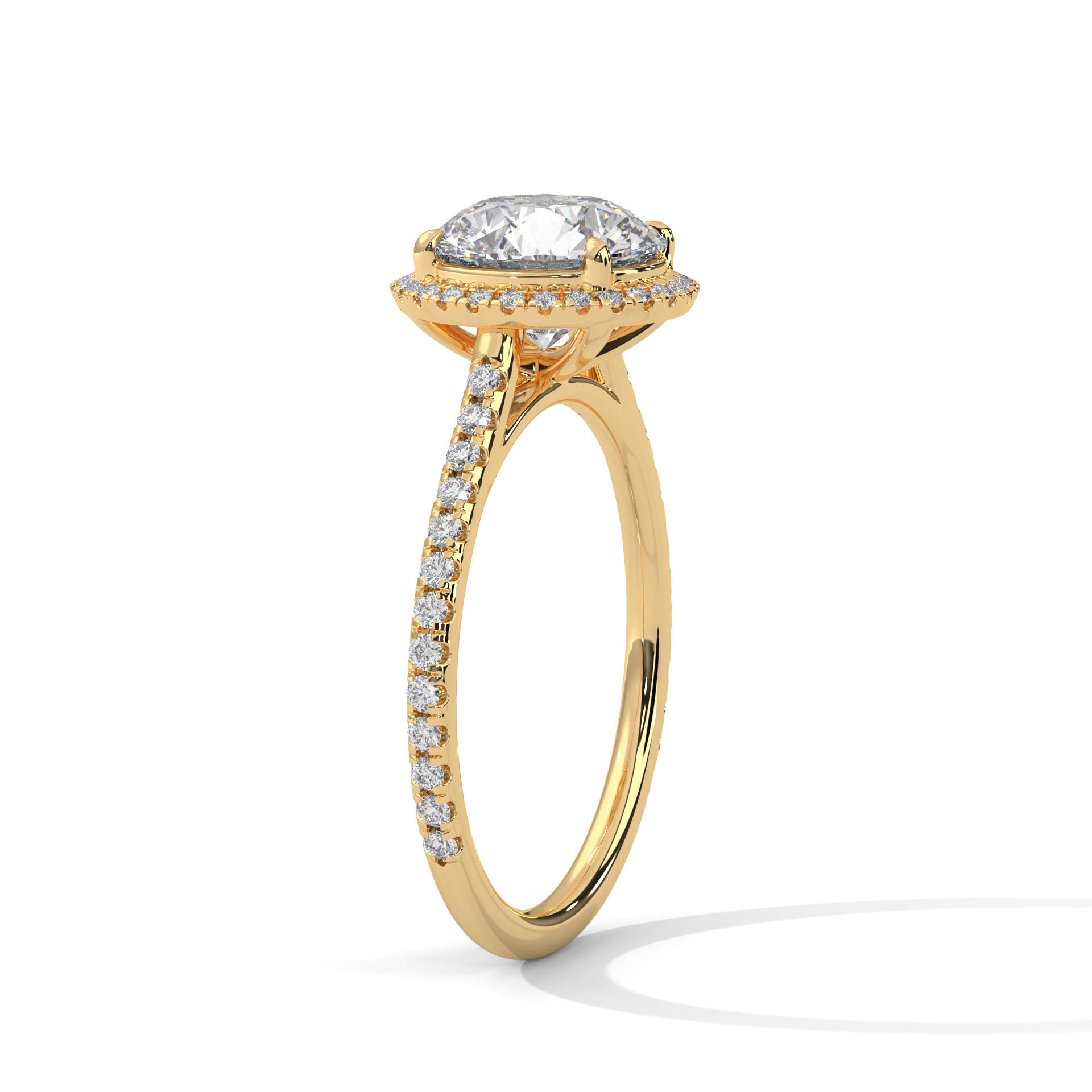 Rose Gold Round Cut Solitaire Halo Pavé Engagement & Anniversary Ring