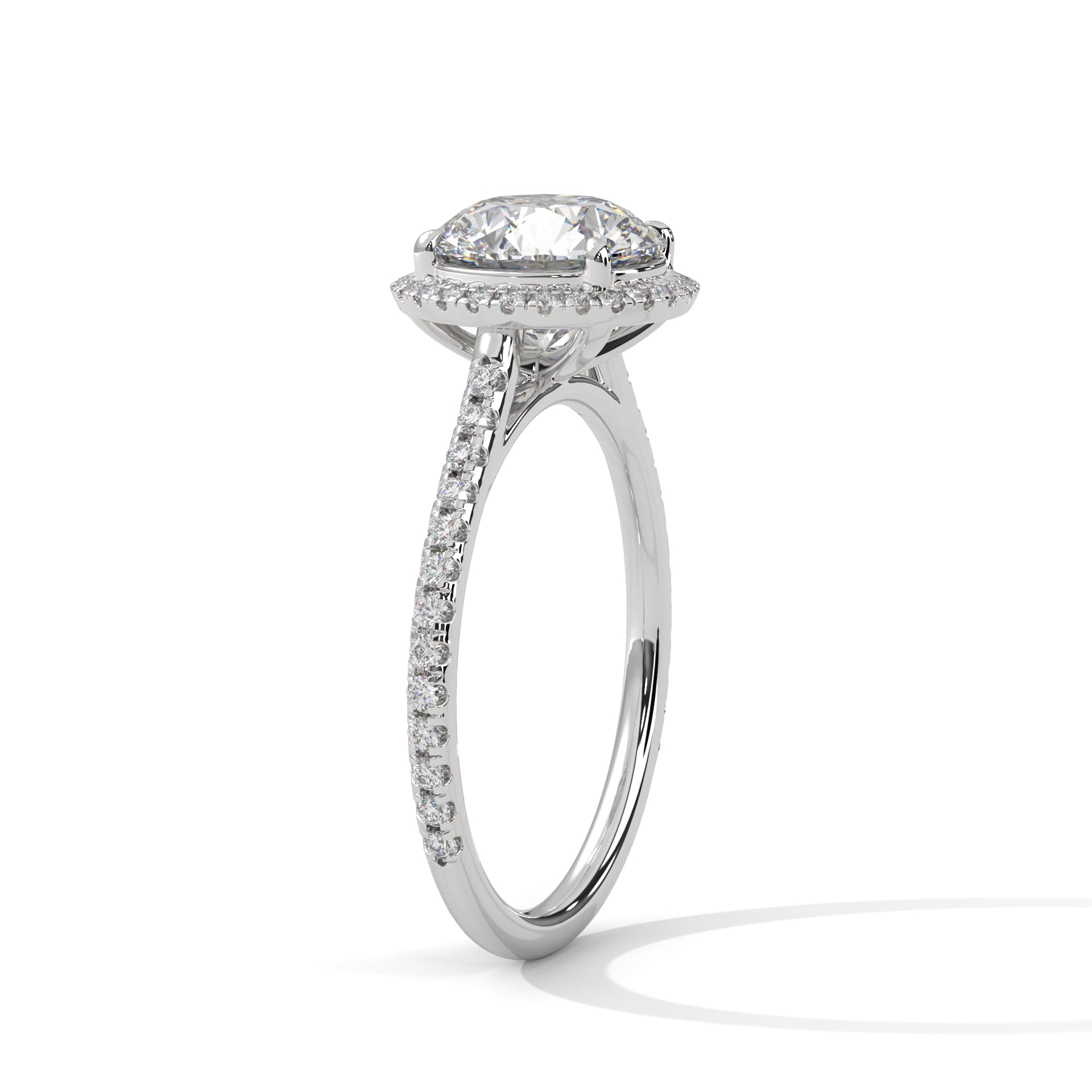 Rose Gold Round Cut Solitaire Halo Pavé Engagement & Anniversary Ring