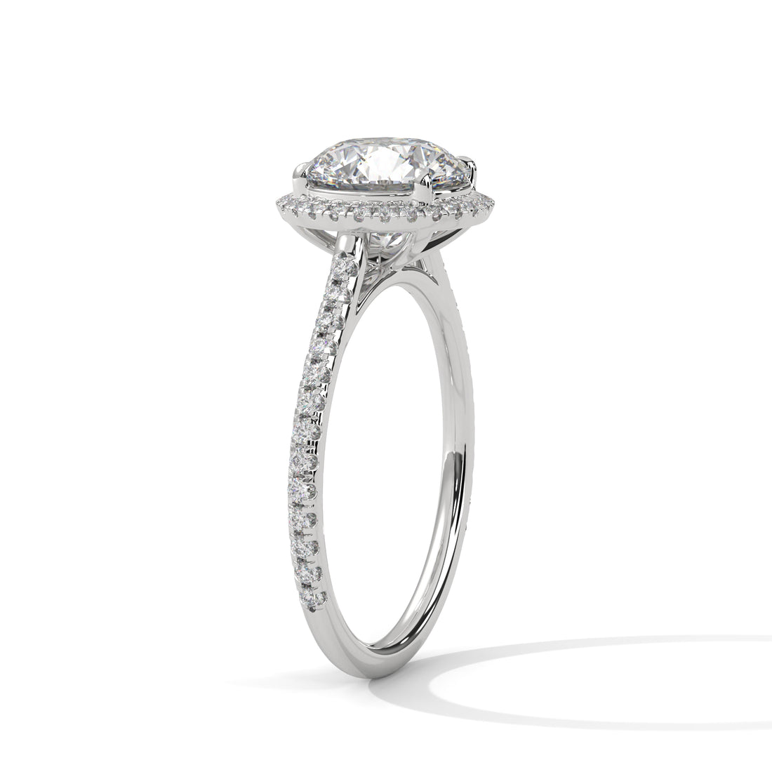Rose Gold Round Cut Solitaire Halo Pavé Engagement & Anniversary Ring