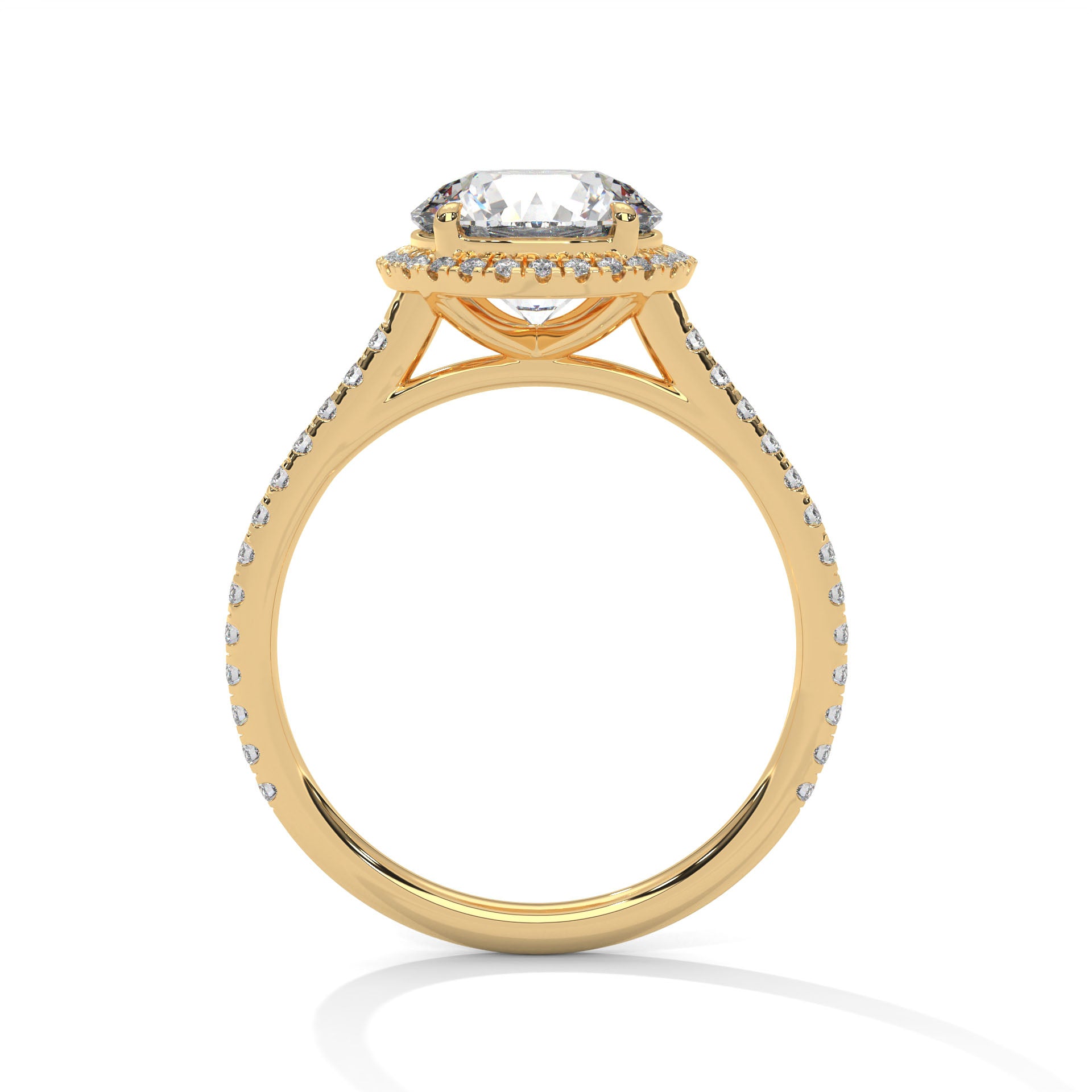 Rose Gold Round Cut Solitaire Halo Pavé Engagement & Anniversary Ring