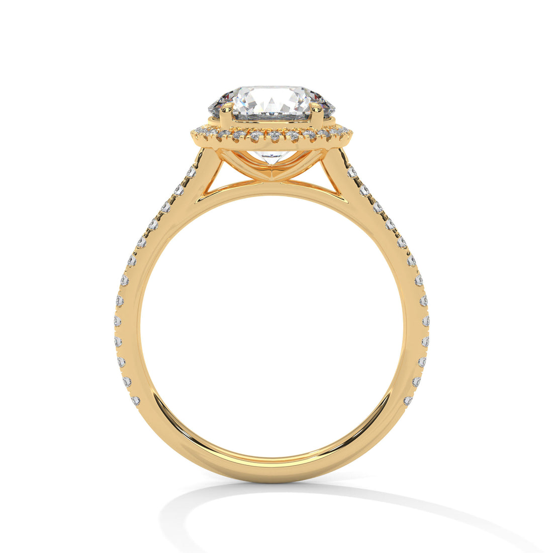 Rose Gold Round Cut Solitaire Halo Pavé Engagement & Anniversary Ring