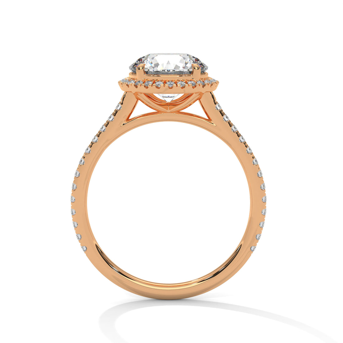 Rose Gold Round Cut Solitaire Halo Pavé Engagement & Anniversary Ring
