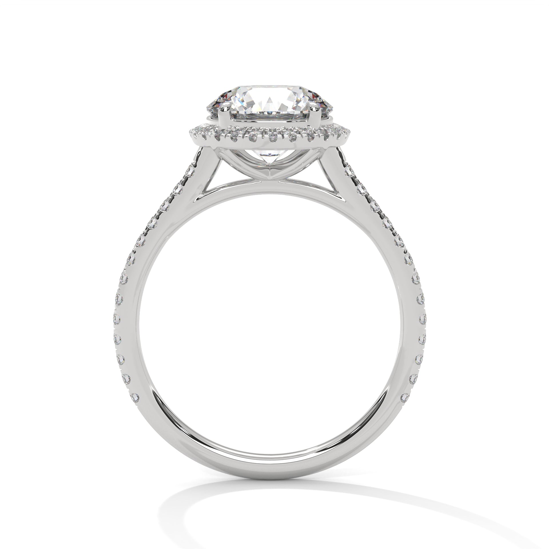 Rose Gold Round Cut Solitaire Halo Pavé Engagement & Anniversary Ring
