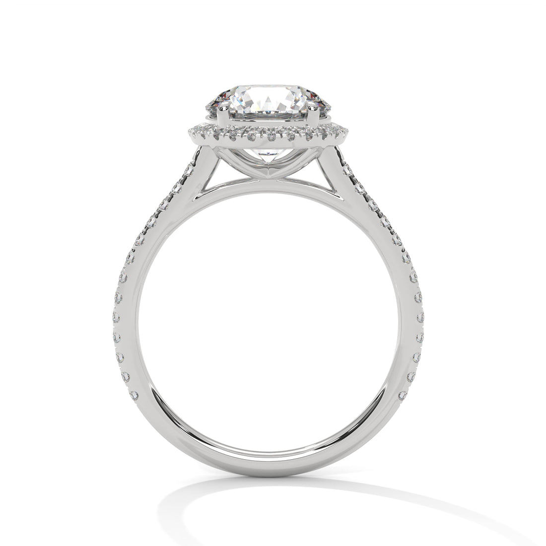 Rose Gold Round Cut Solitaire Halo Pavé Engagement & Anniversary Ring