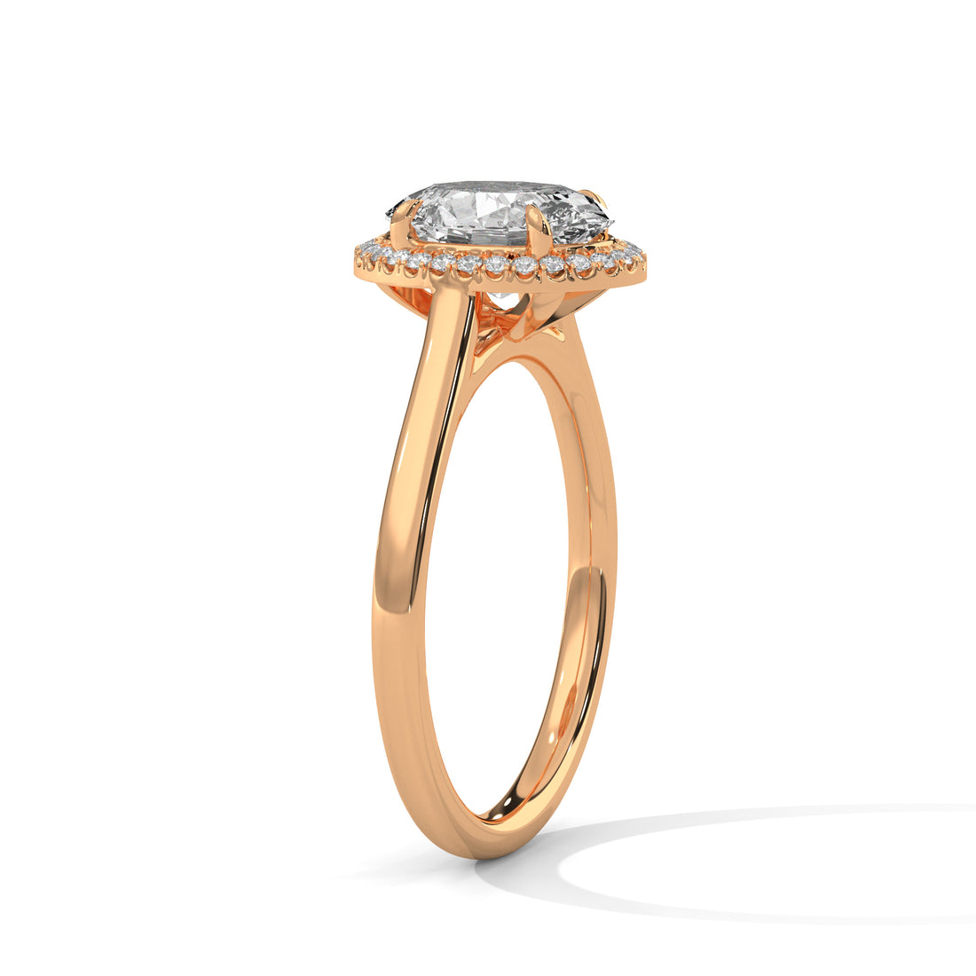 Rose Gold Oval Cut Solitaire Halo Cathedral Engagement & Anniversary Ring