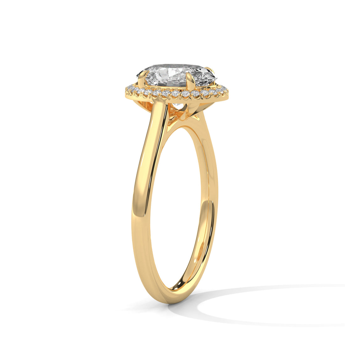 Rose Gold Oval Cut Solitaire Halo Cathedral Engagement & Anniversary Ring