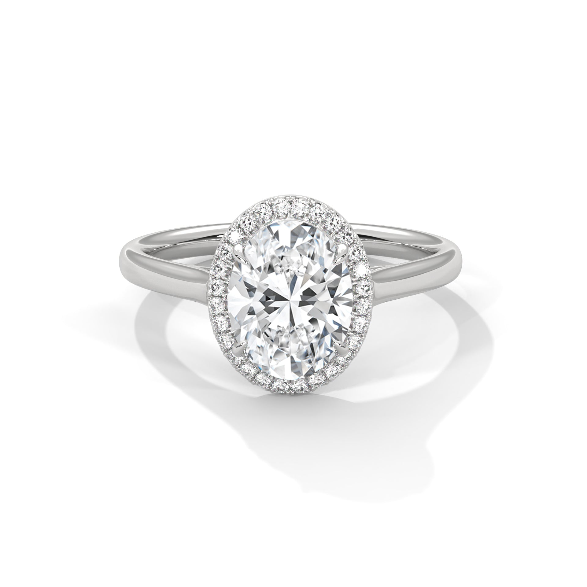 Rose Gold Oval Cut Solitaire Halo Cathedral Engagement & Anniversary Ring