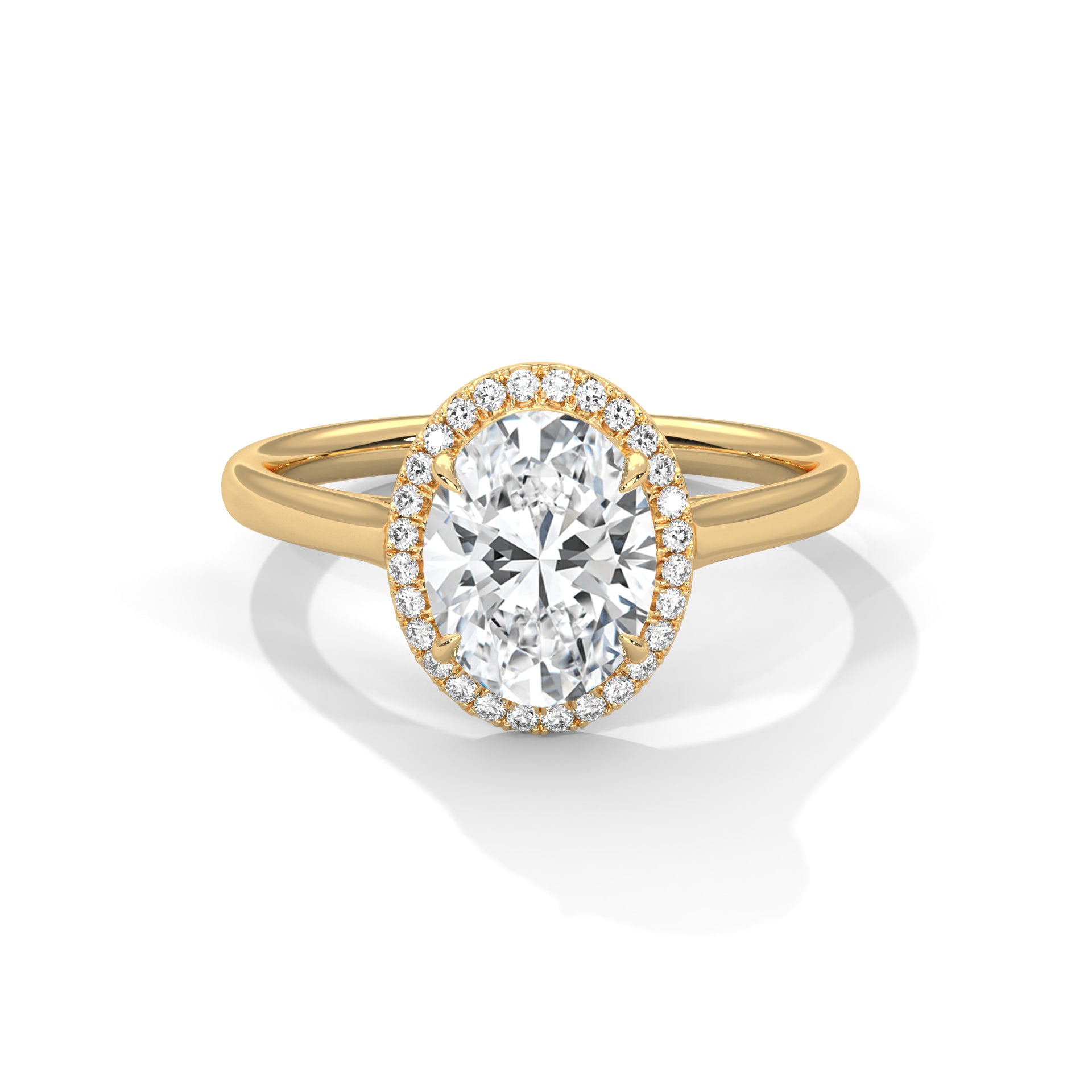 Rose Gold Oval Cut Solitaire Halo Cathedral Engagement & Anniversary Ring