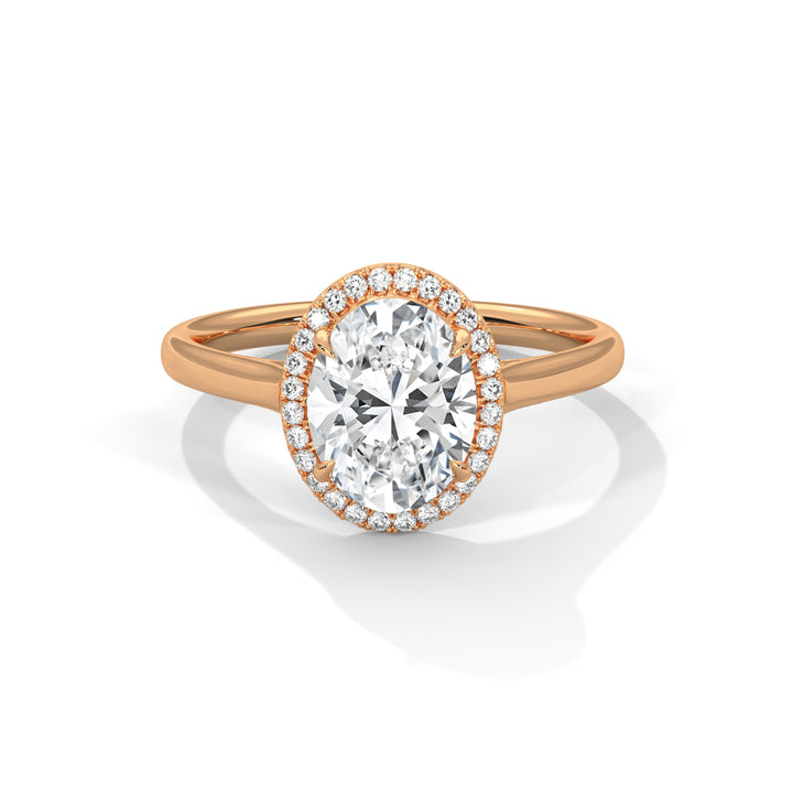 Rose Gold Oval Cut Solitaire Halo Cathedral Engagement & Anniversary Ring