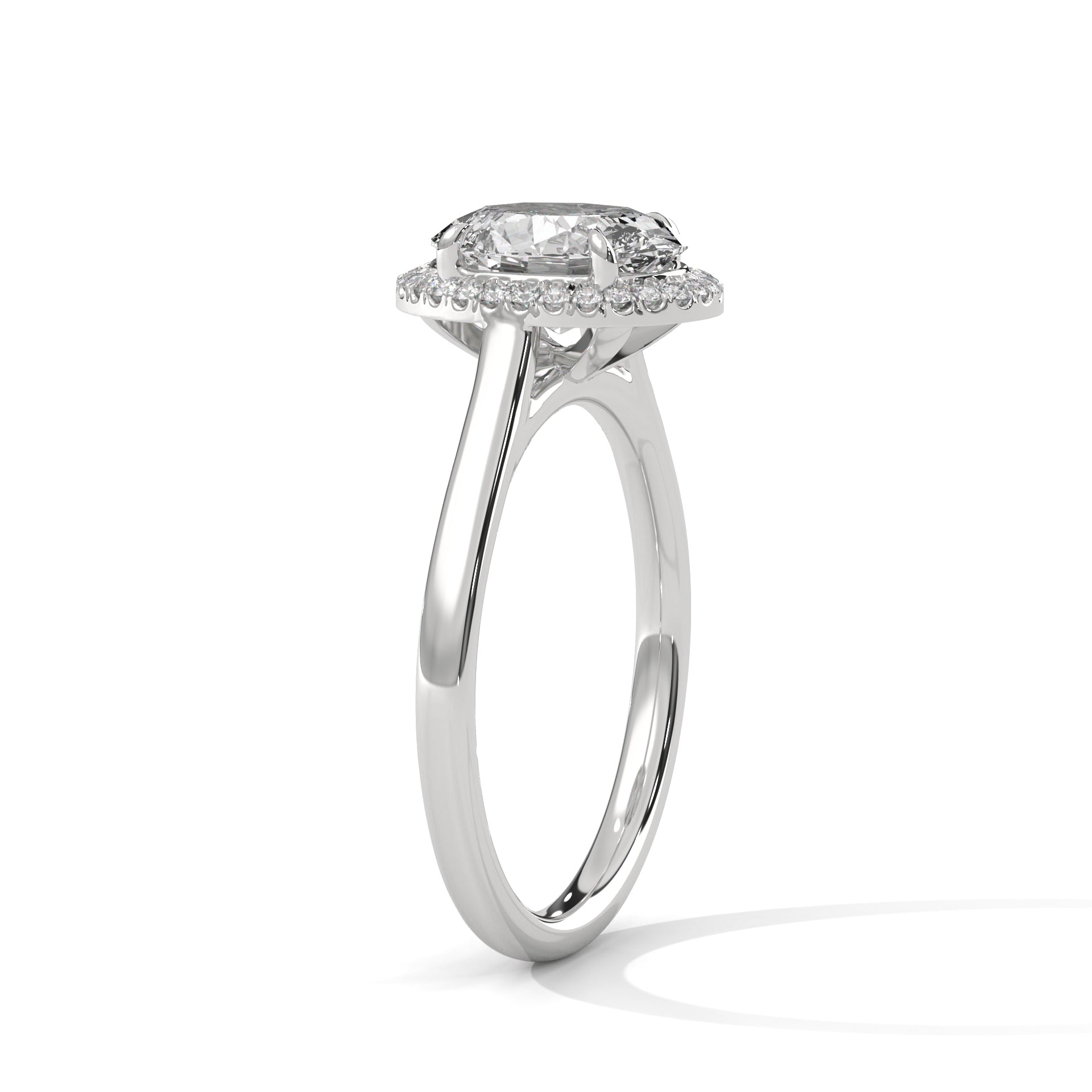 Rose Gold Oval Cut Solitaire Halo Cathedral Engagement & Anniversary Ring