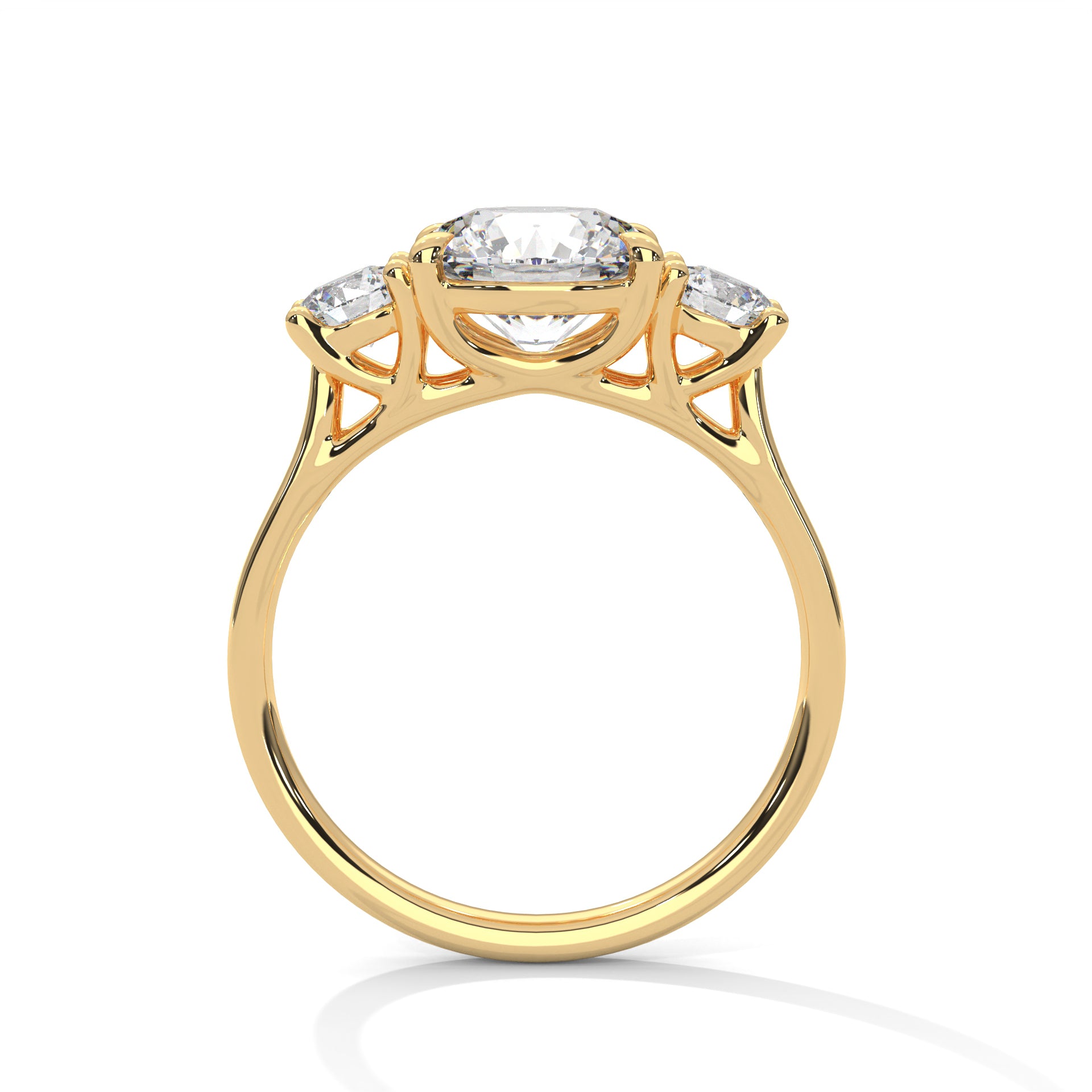 Rose Gold Round Cut Three Stone Trilogy Engagement & Anniversary Ring