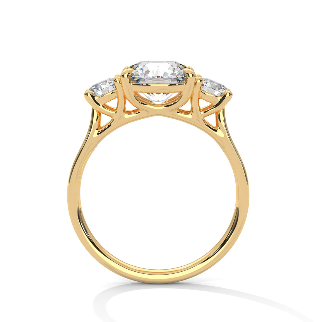 Rose Gold Round Cut Three Stone Trilogy Engagement & Anniversary Ring