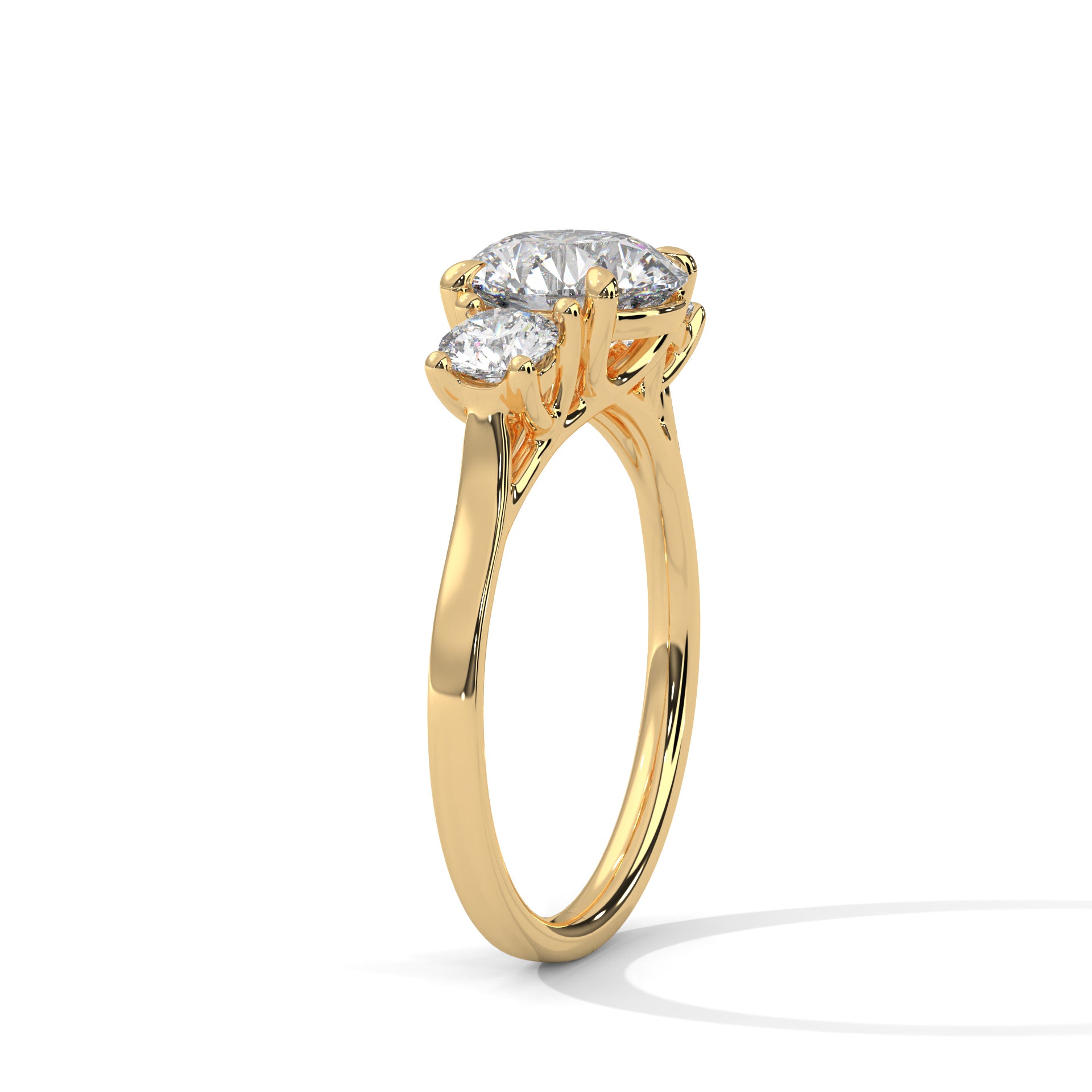 Rose Gold Round Cut Three Stone Trilogy Engagement & Anniversary Ring