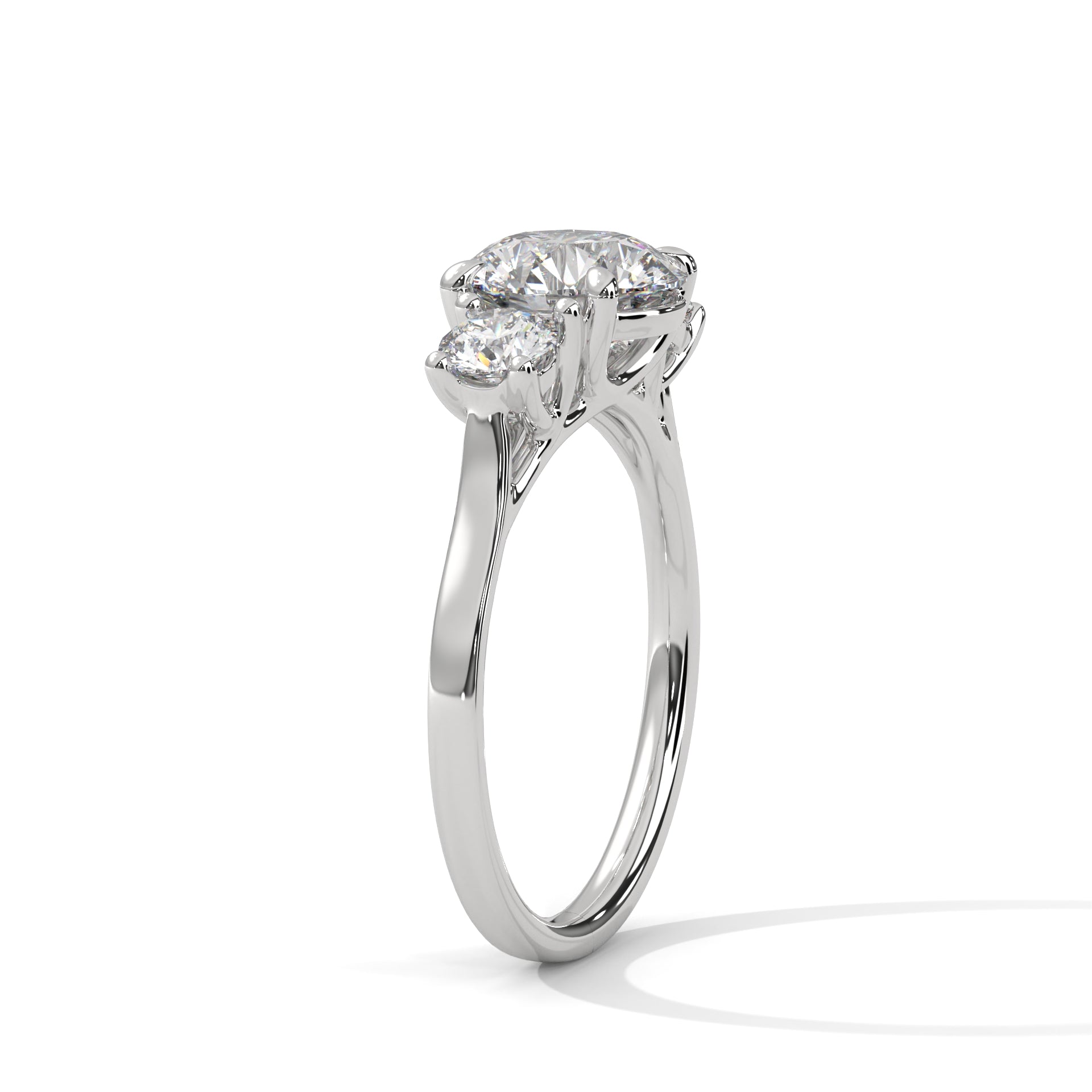 Rose Gold Round Cut Three Stone Trilogy Engagement & Anniversary Ring