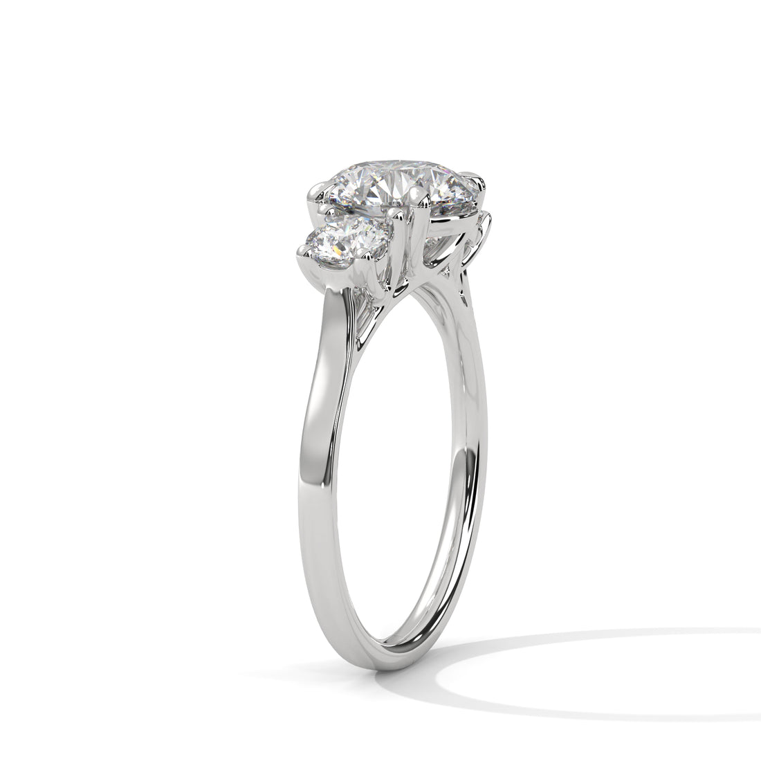 Rose Gold Round Cut Three Stone Trilogy Engagement & Anniversary Ring