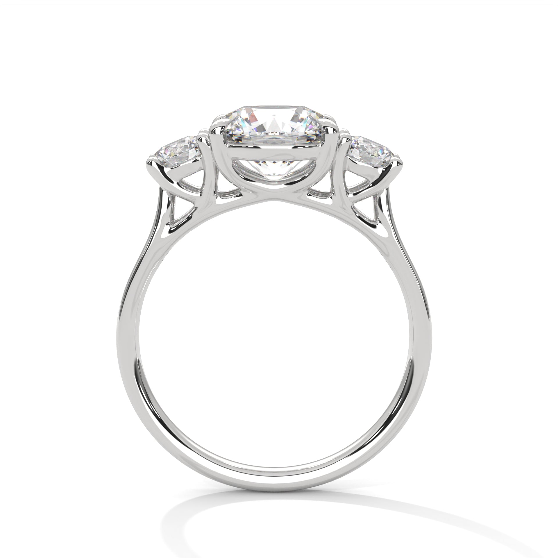 Rose Gold Round Cut Three Stone Trilogy Engagement & Anniversary Ring