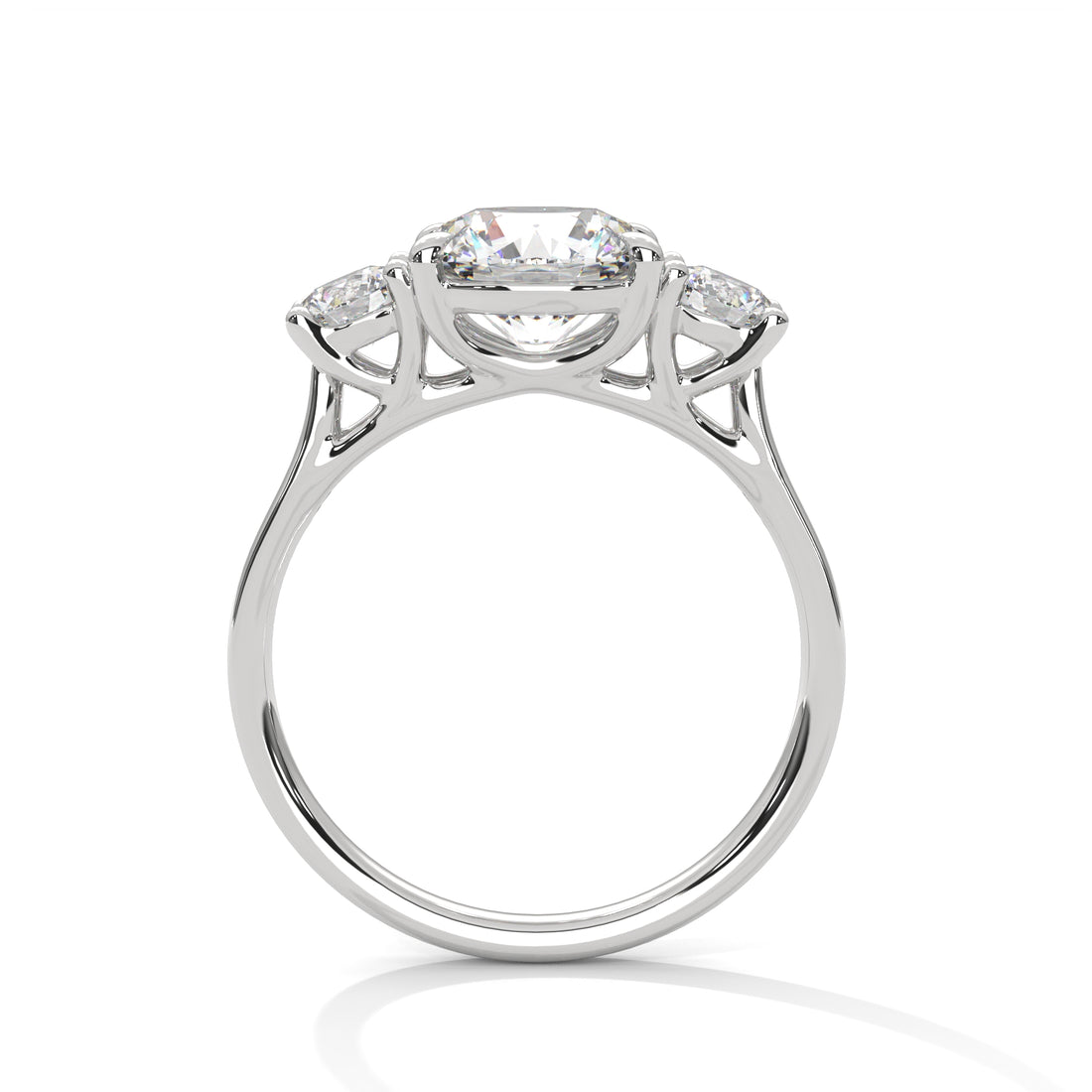 Rose Gold Round Cut Three Stone Trilogy Engagement & Anniversary Ring