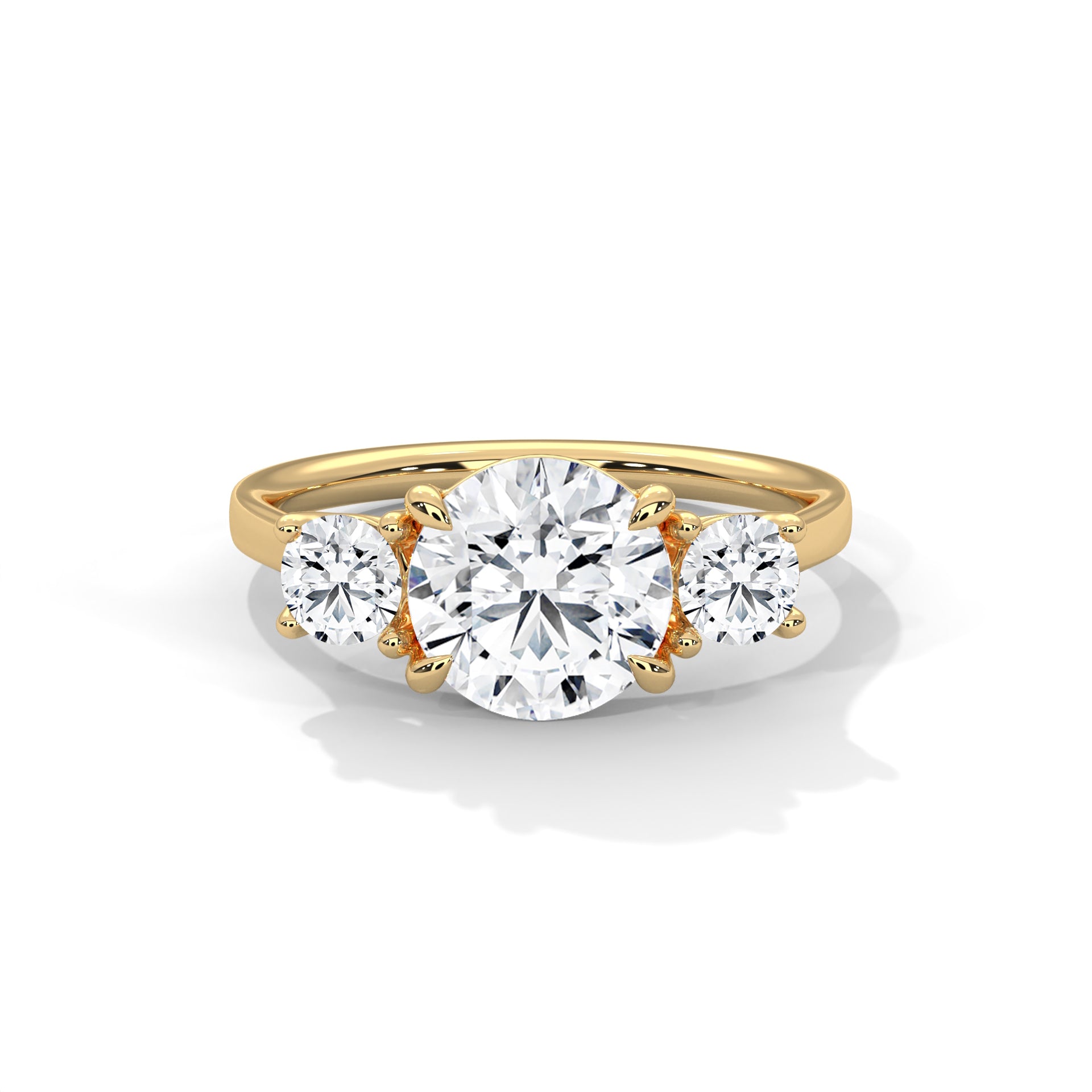 Rose Gold Round Cut Three Stone Trilogy Engagement & Anniversary Ring
