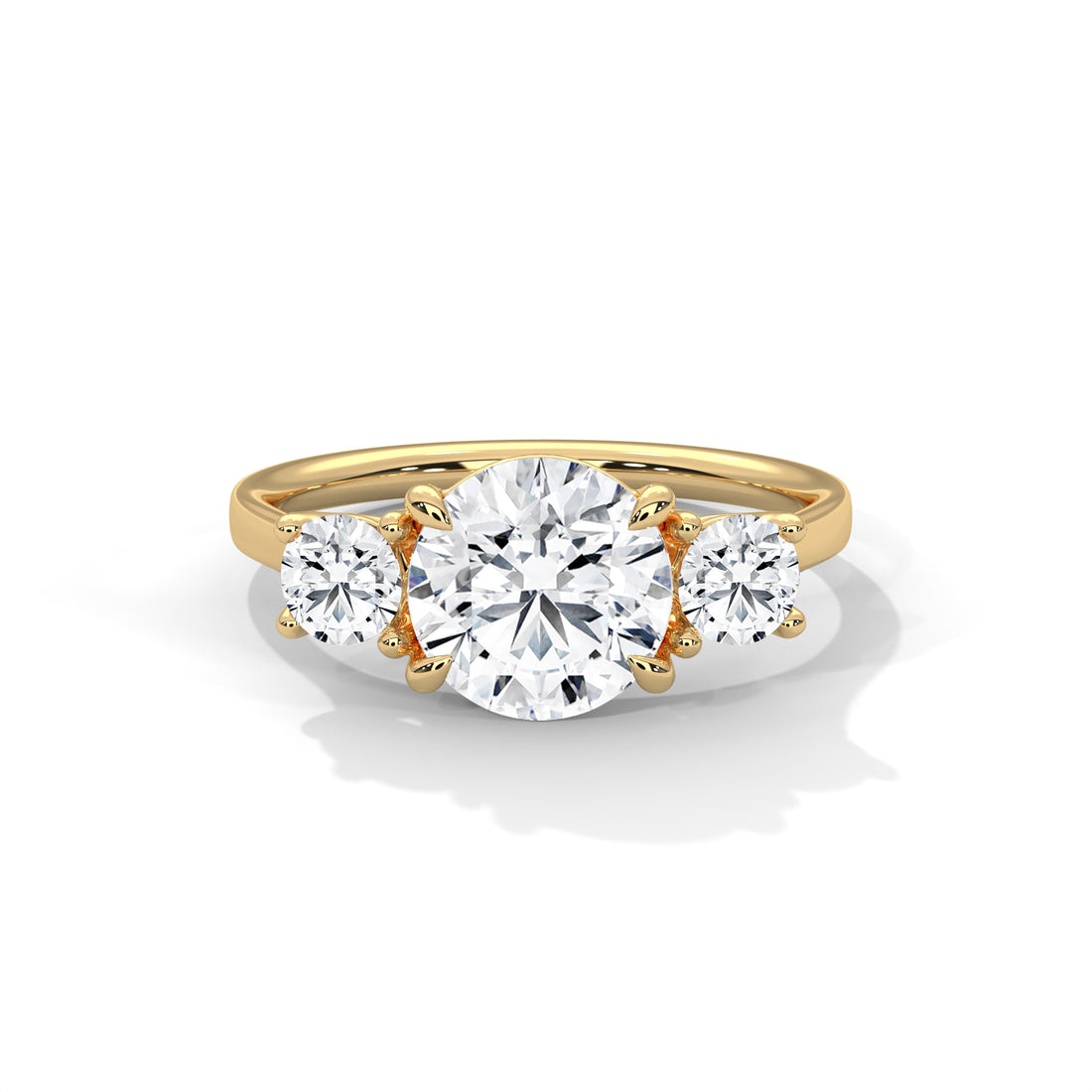 Rose Gold Round Cut Three Stone Trilogy Engagement & Anniversary Ring
