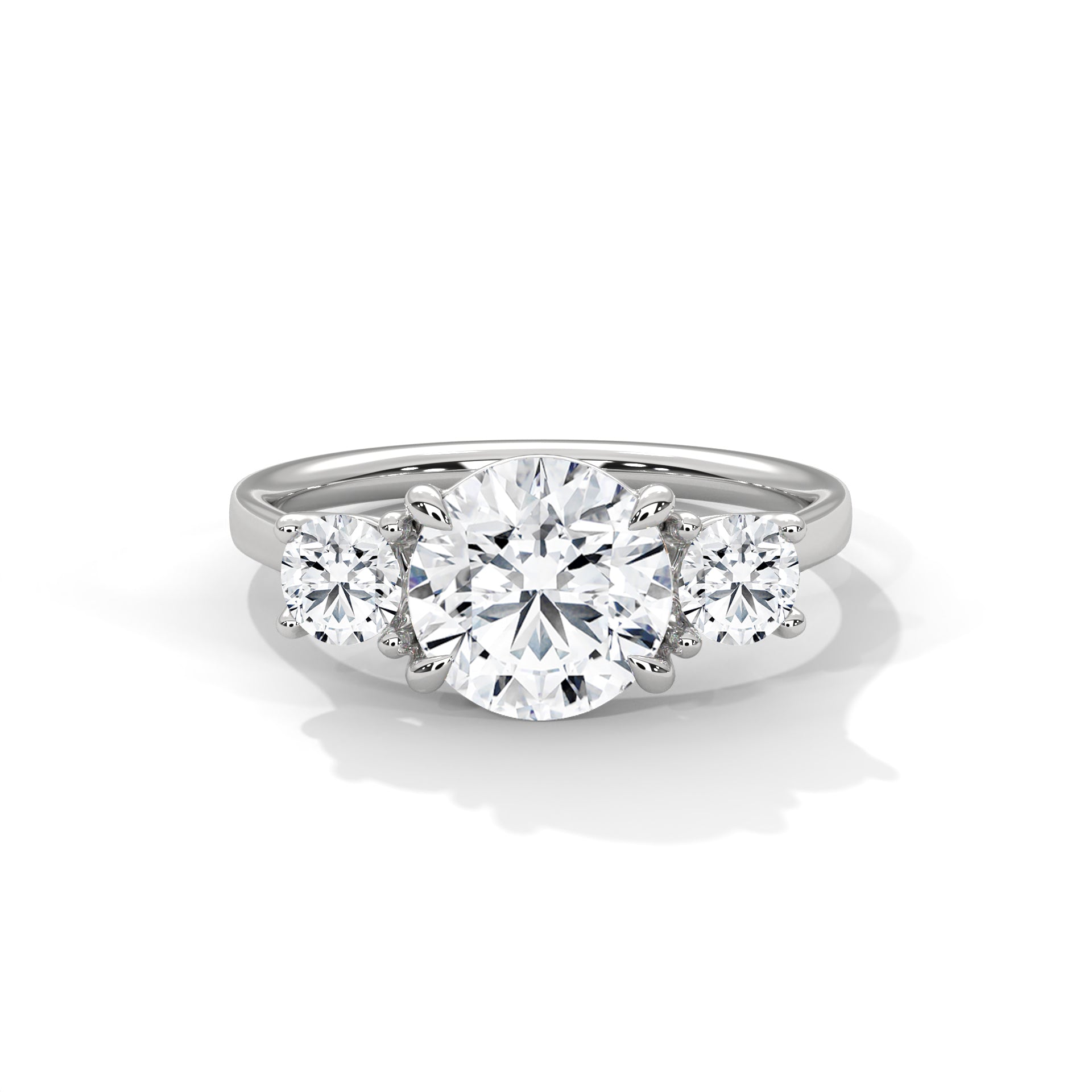 Rose Gold Round Cut Three Stone Trilogy Engagement & Anniversary Ring