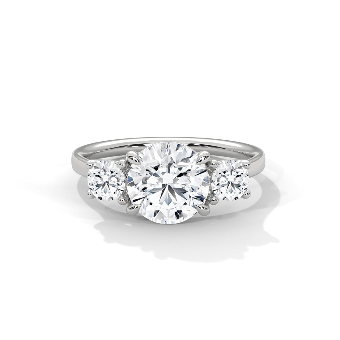 Rose Gold Round Cut Three Stone Trilogy Engagement & Anniversary Ring