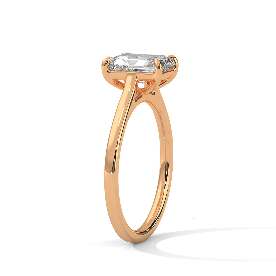 Rose Gold Emerald Cut Classic Four-Prong Solitaire Engagement & Anniversary Ring