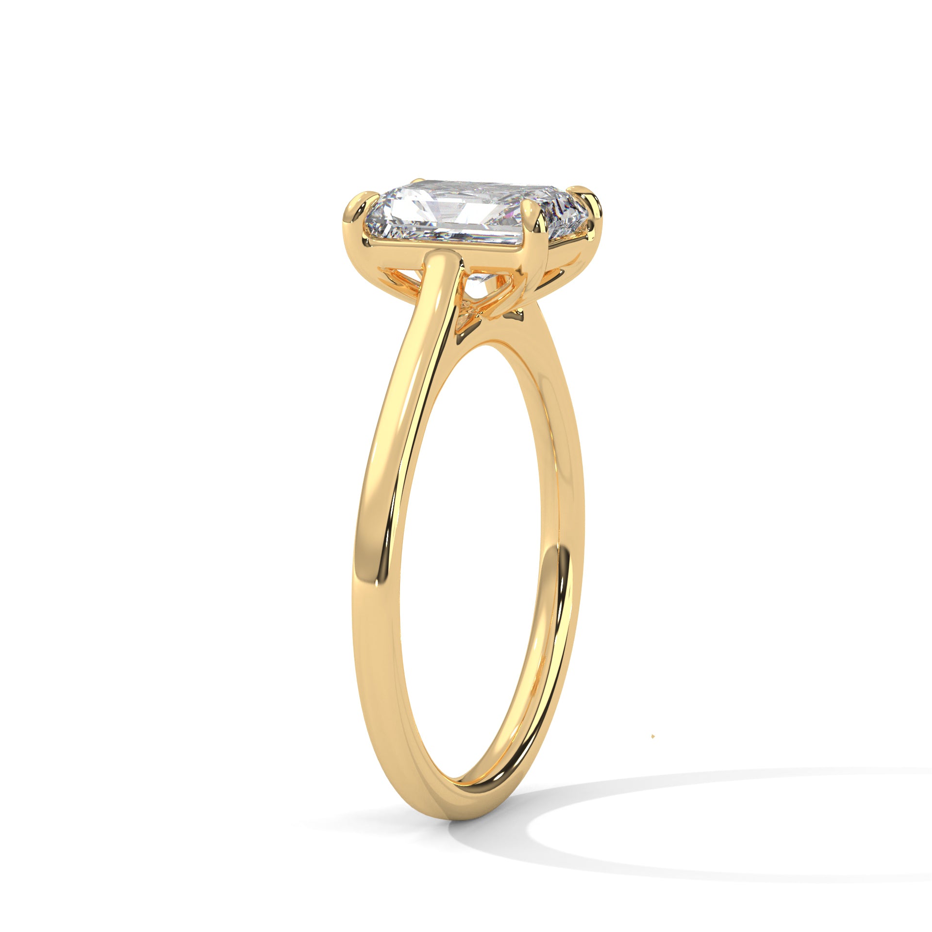 Rose Gold Emerald Cut Classic Four-Prong Solitaire Engagement & Anniversary Ring