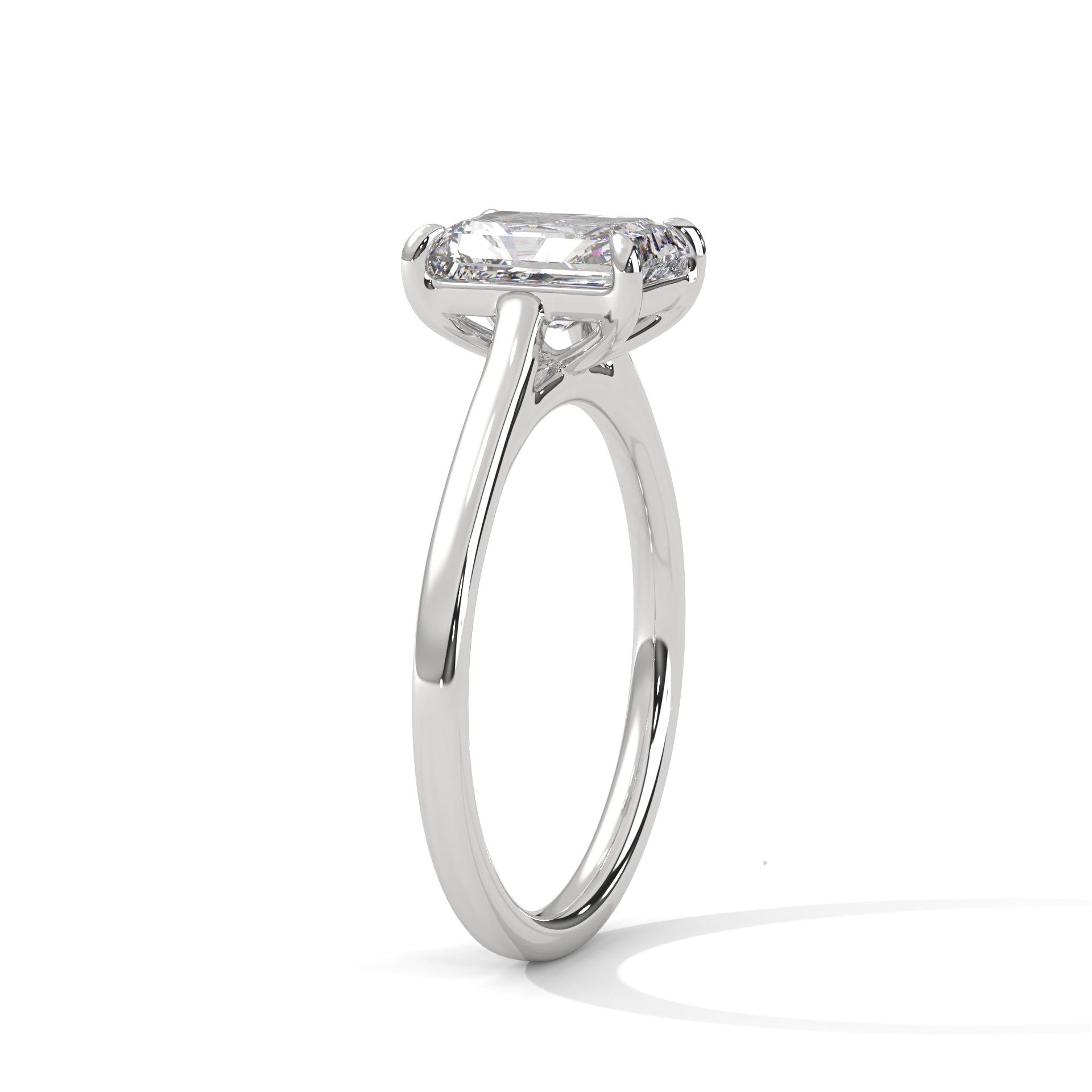 Rose Gold Emerald Cut Classic Four-Prong Solitaire Engagement & Anniversary Ring