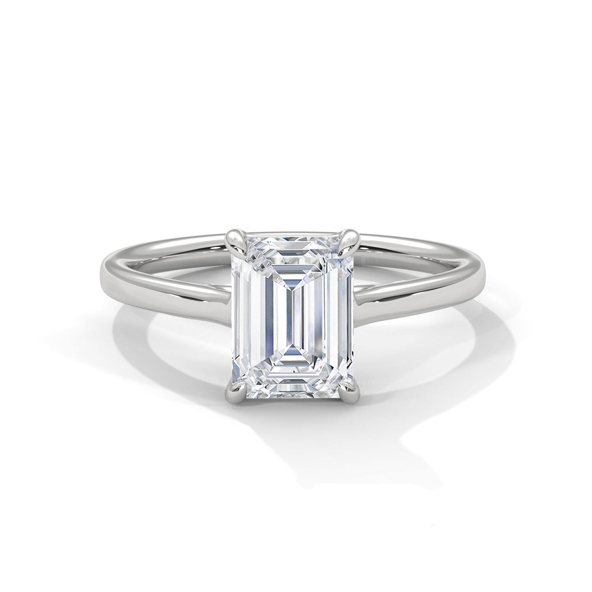 Rose Gold Emerald Cut Classic Four-Prong Solitaire Engagement & Anniversary Ring