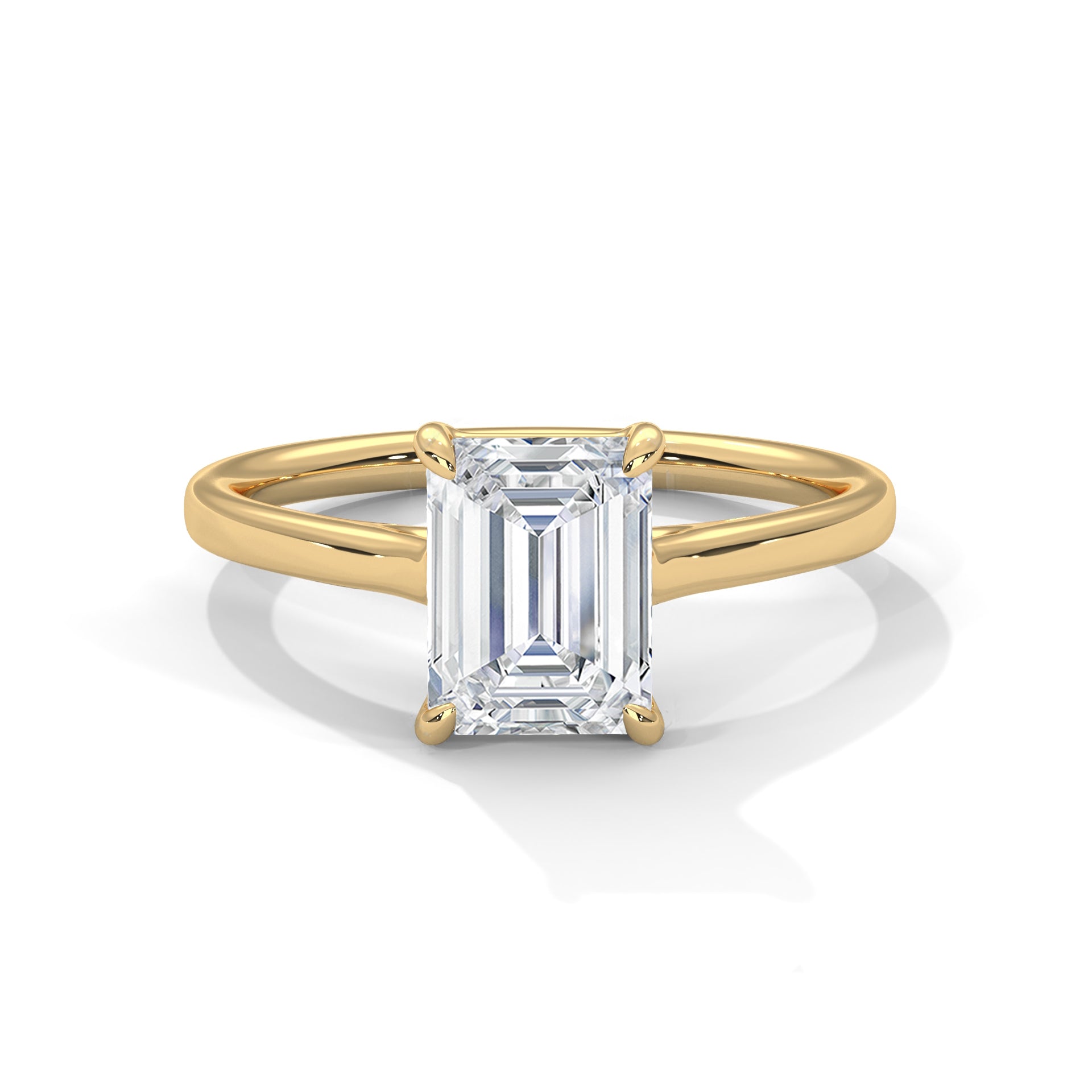 Rose Gold Emerald Cut Classic Four-Prong Solitaire Engagement & Anniversary Ring