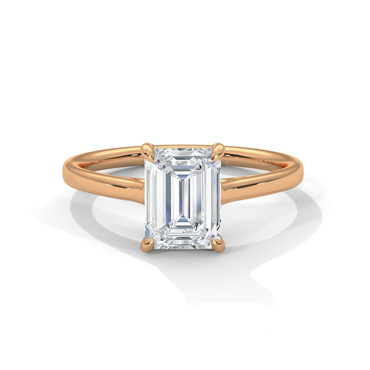 Rose Gold Emerald Cut Classic Four-Prong Solitaire Engagement & Anniversary Ring