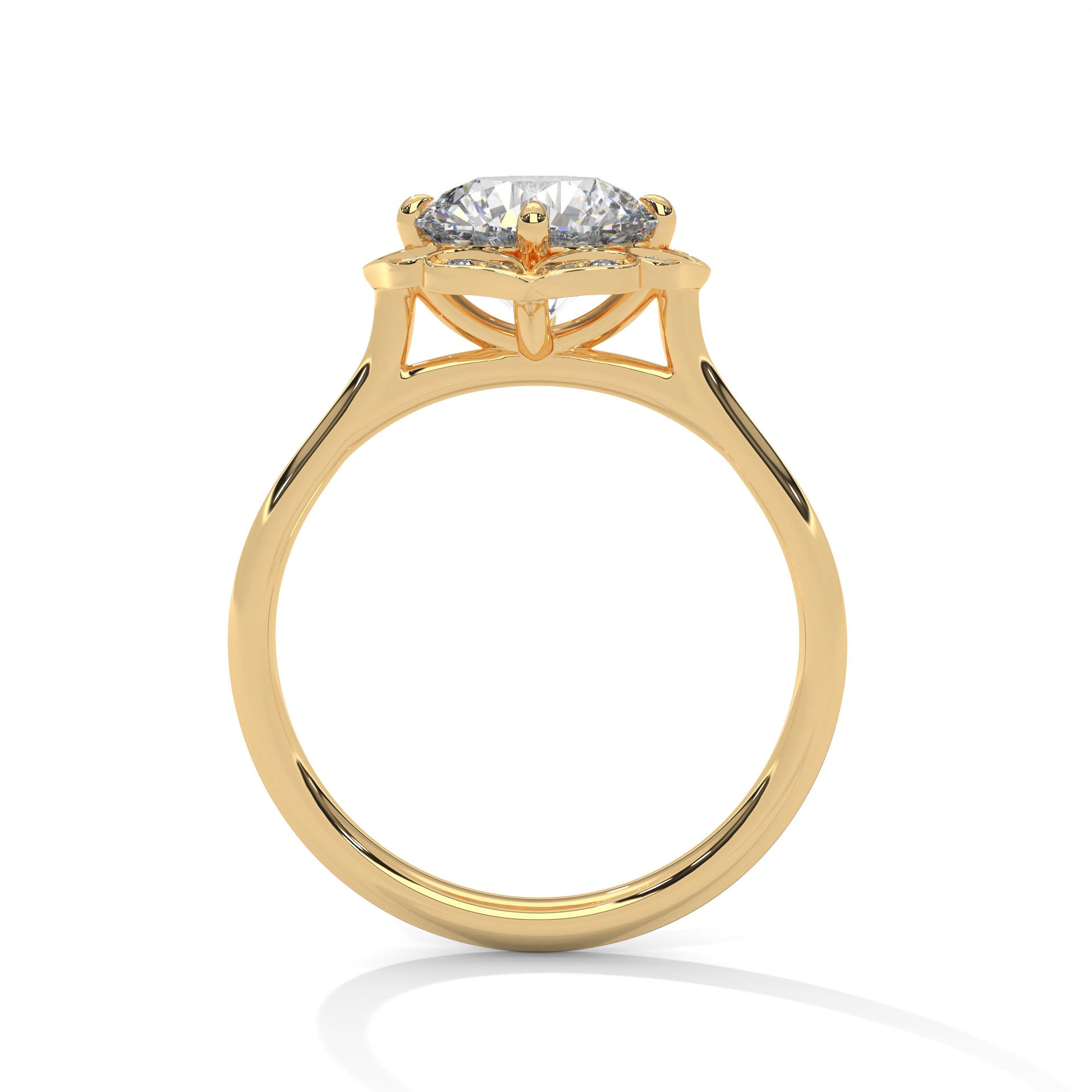 Rose Gold Round Cut Floral Halo Solitaire Engagement & Anniversary Ring