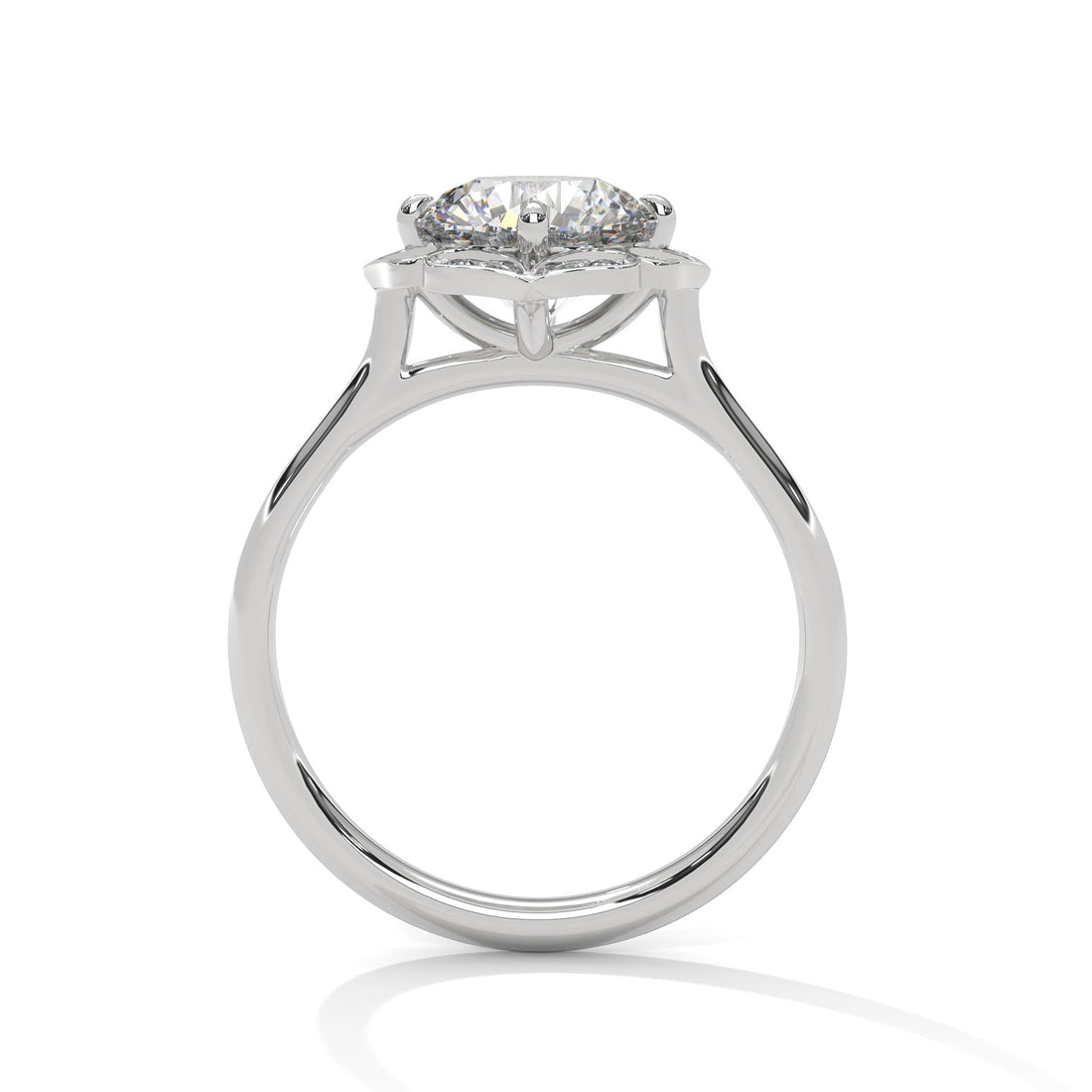 Rose Gold Round Cut Floral Halo Solitaire Engagement & Anniversary Ring