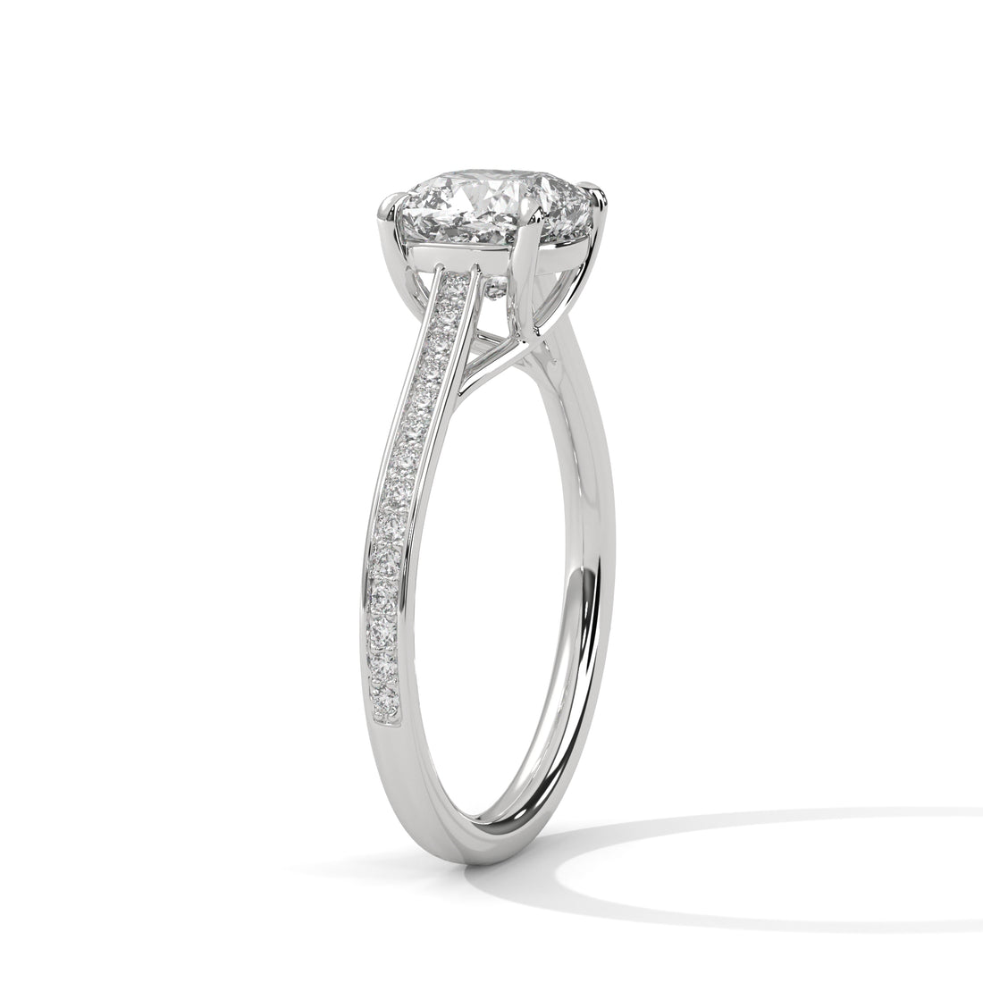 Rose Gold Cushion Cut Solitaire Four-Prong Pavé Engagement & Anniversary Ring