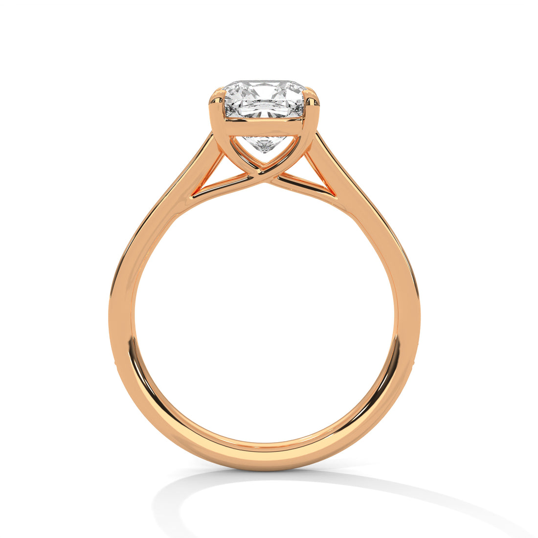 Rose Gold Cushion Cut Solitaire Four-Prong Pavé Engagement & Anniversary Ring