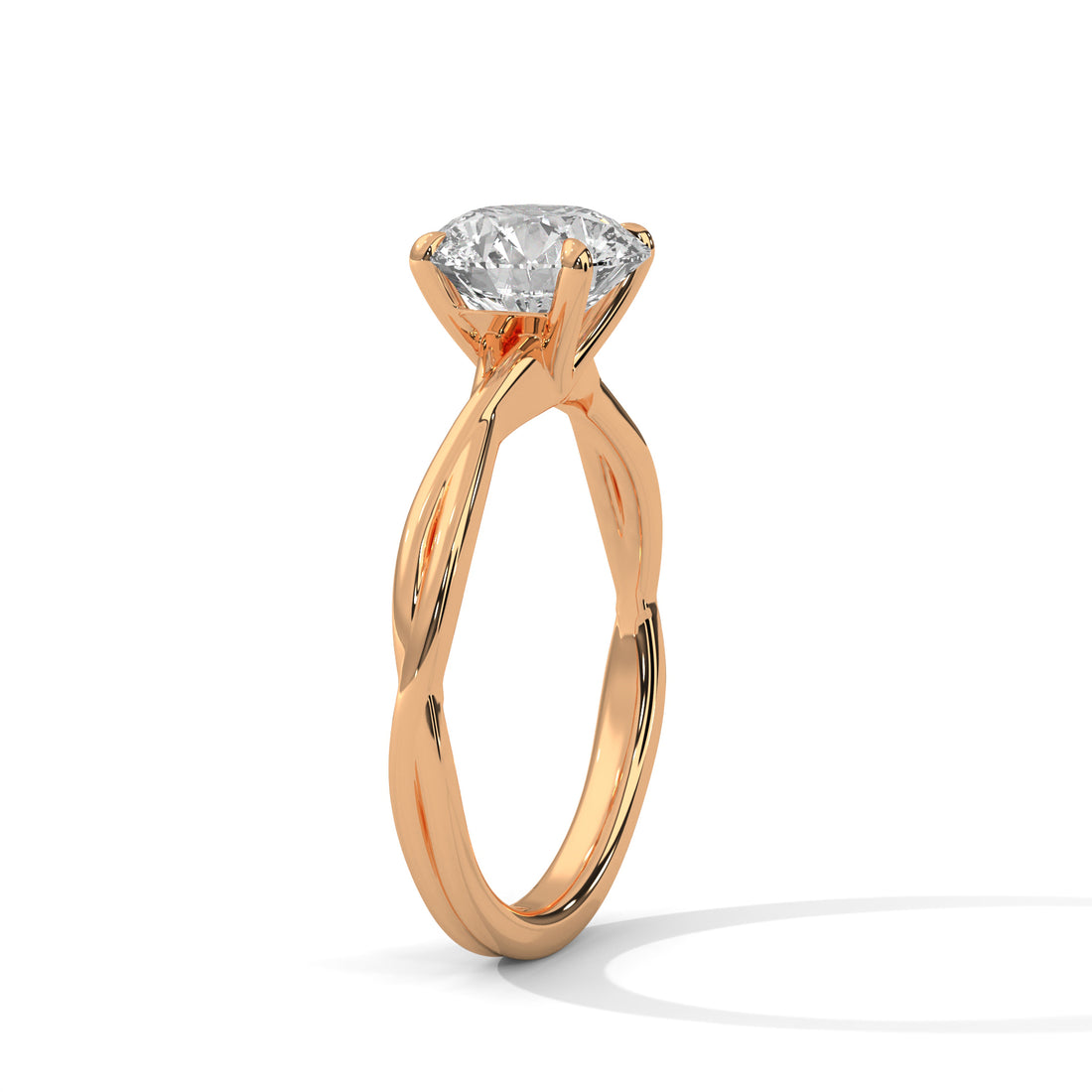 Rose Gold Round Cut Solitaire Twist Shank Engagement & Anniversary Ring