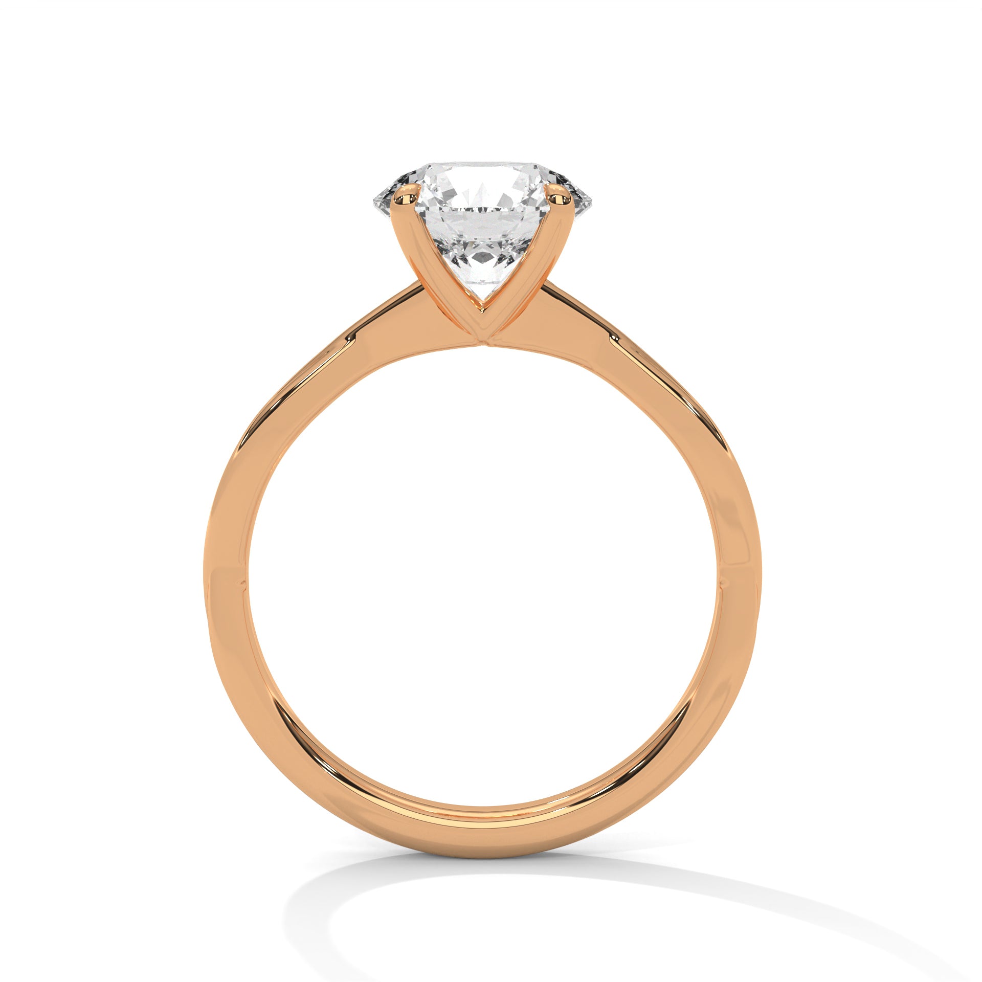 Rose Gold Round Cut Solitaire Twist Shank Engagement & Anniversary Ring