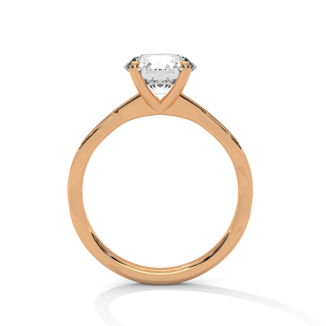 Rose Gold Round Cut Solitaire Twist Shank Engagement & Anniversary Ring