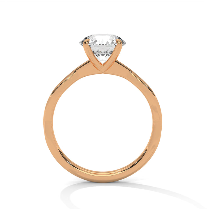 Rose Gold Round Cut Solitaire Twist Shank Engagement & Anniversary Ring