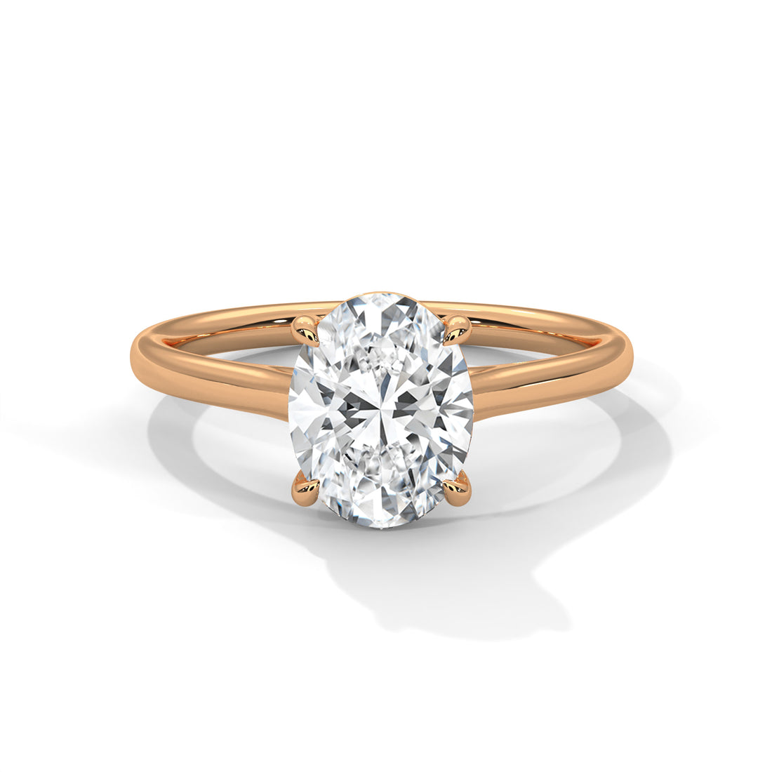 Rose Gold Oval Cut Classic Four-Prong Solitaire Engagement & Anniversary Ring